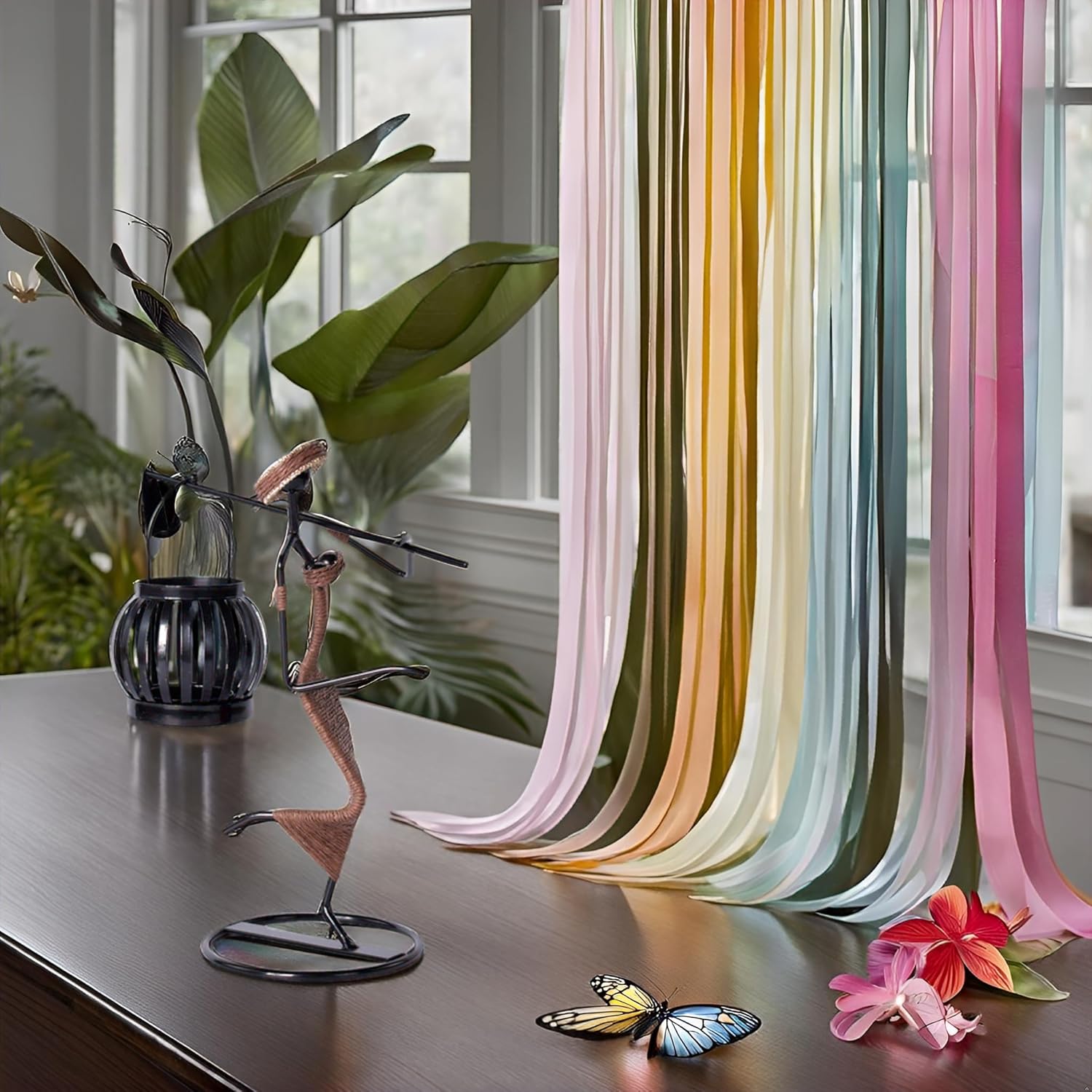 2 PCS Decorative Wrought Iron Lantern Candlestick Holder with Girl and Hoe Design (B)