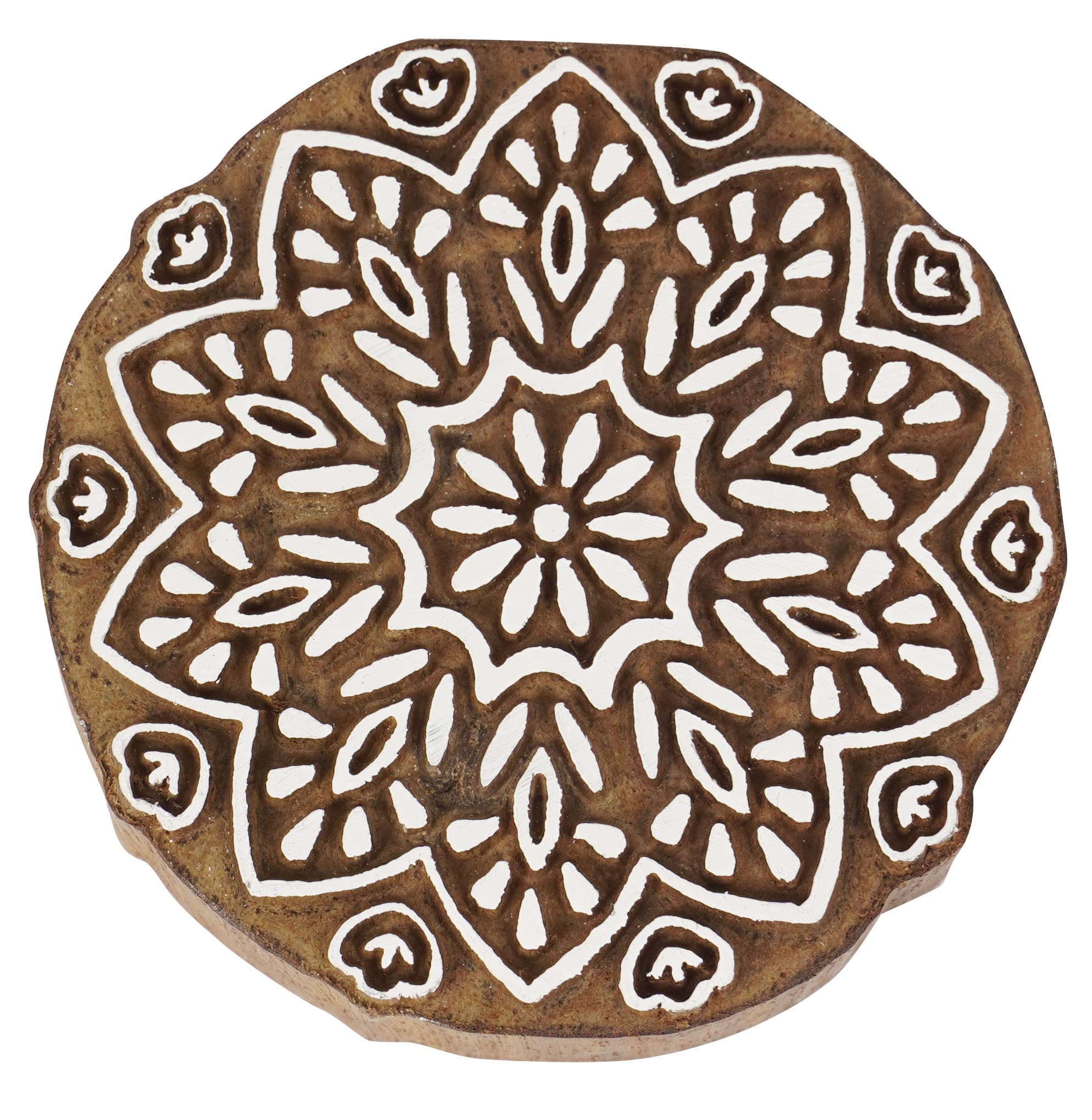 Bloc d'impression textile mandala, tampon en bois pour impression blocs de tissu