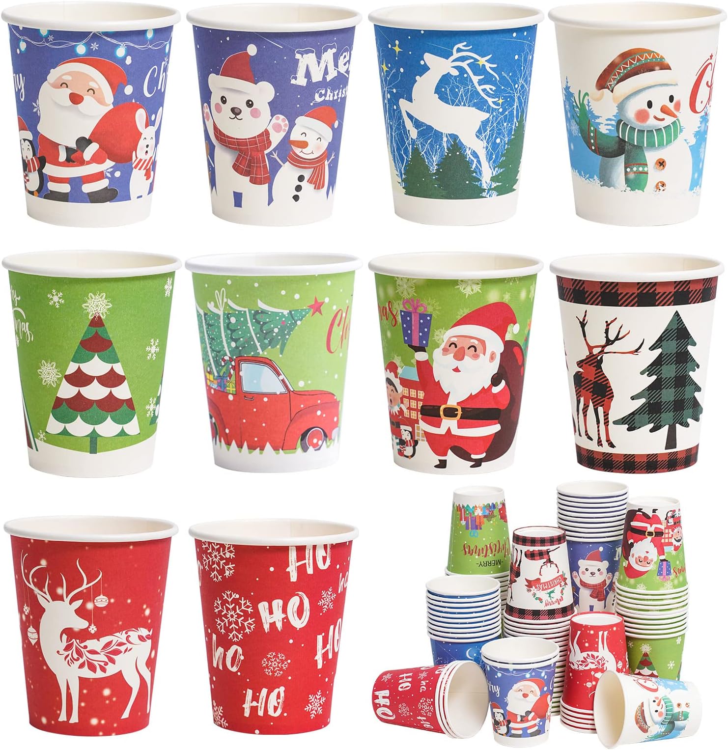Amazon.com: Maxcheck 300 Pcs Christmas Paper Cups 4 oz Disposable ...