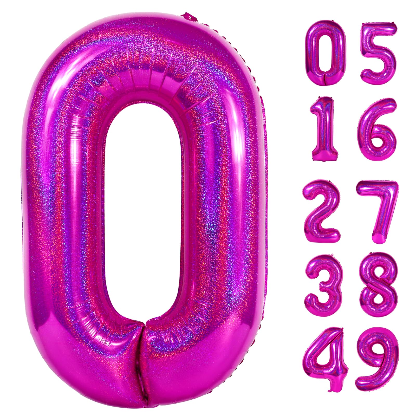 Laser Hot Pink 0 Balloon - Number Balloon 40 Inch, 0th Hot Pink Decorations