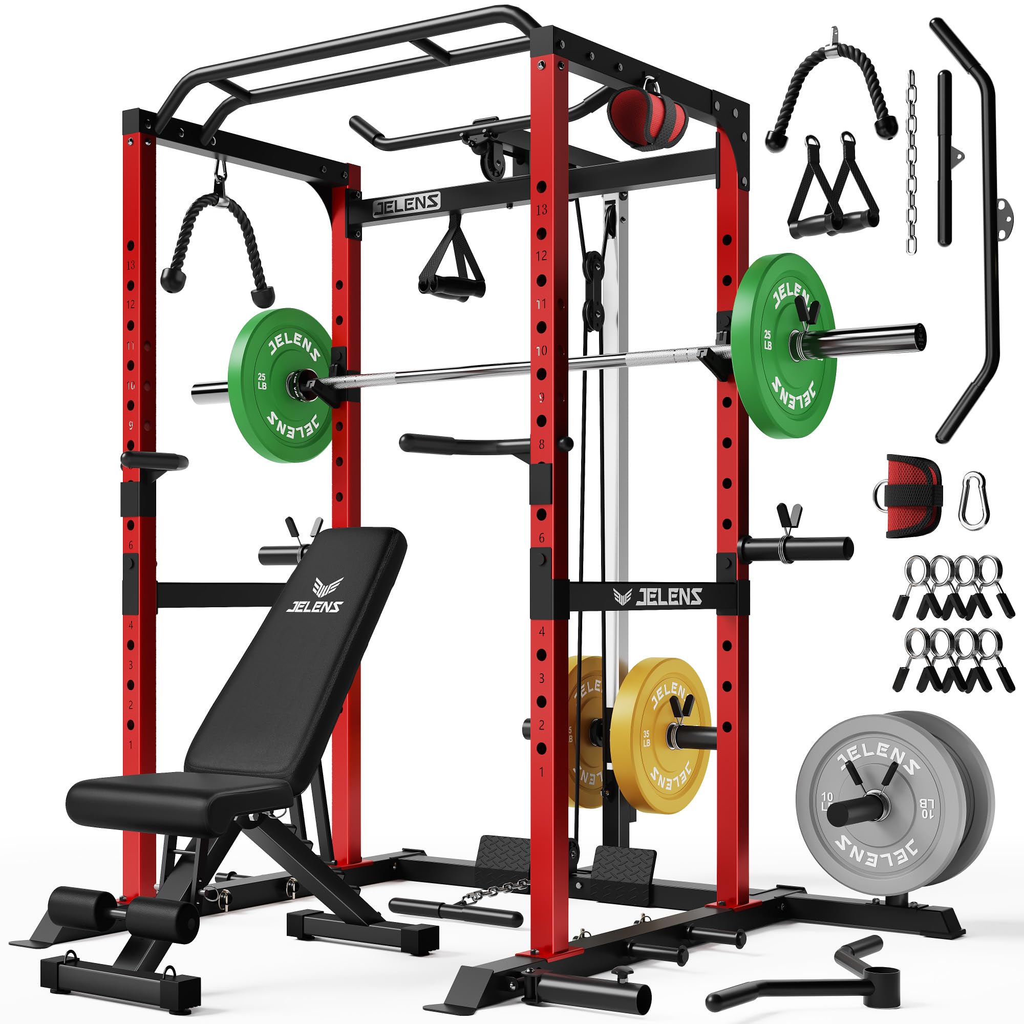 JELENS Power Cage - 2000LBS Home Gym Rack -28