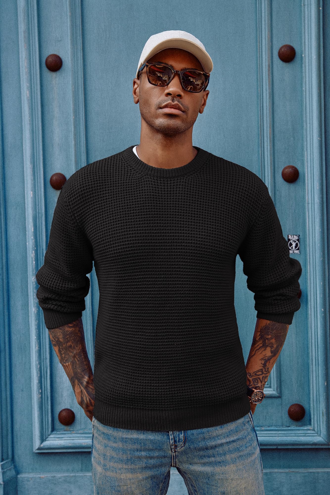 PJ PAUL JONES Pullover Herren Winter Warm mit Rundhals Sweater Langarm