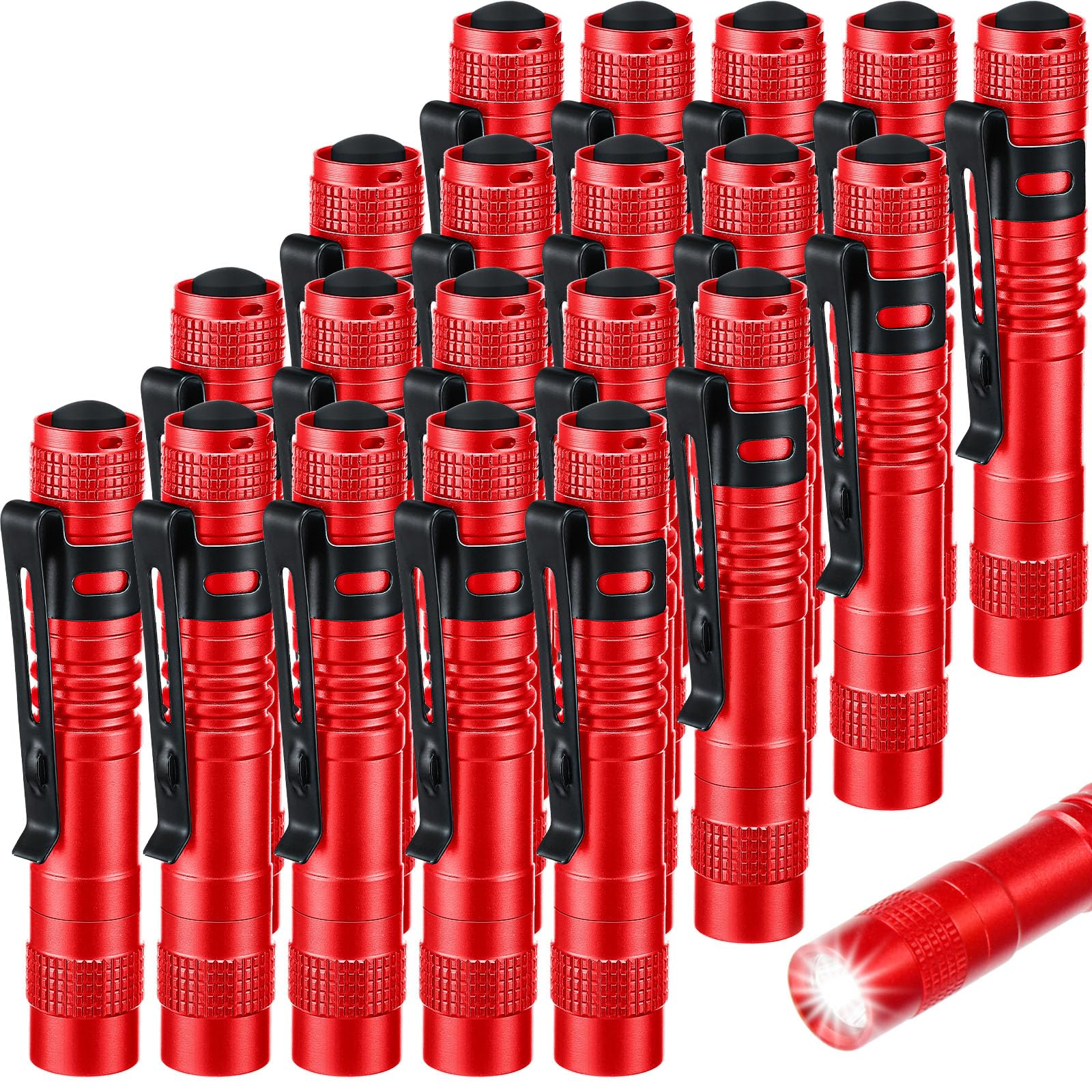 Hortsun 20 Pcs Mini Pen Light Flashlights Christmas Gifts for Men Pocket Flashlights Pen with Clip Small LED Handheld Slim Torches Without Battery(