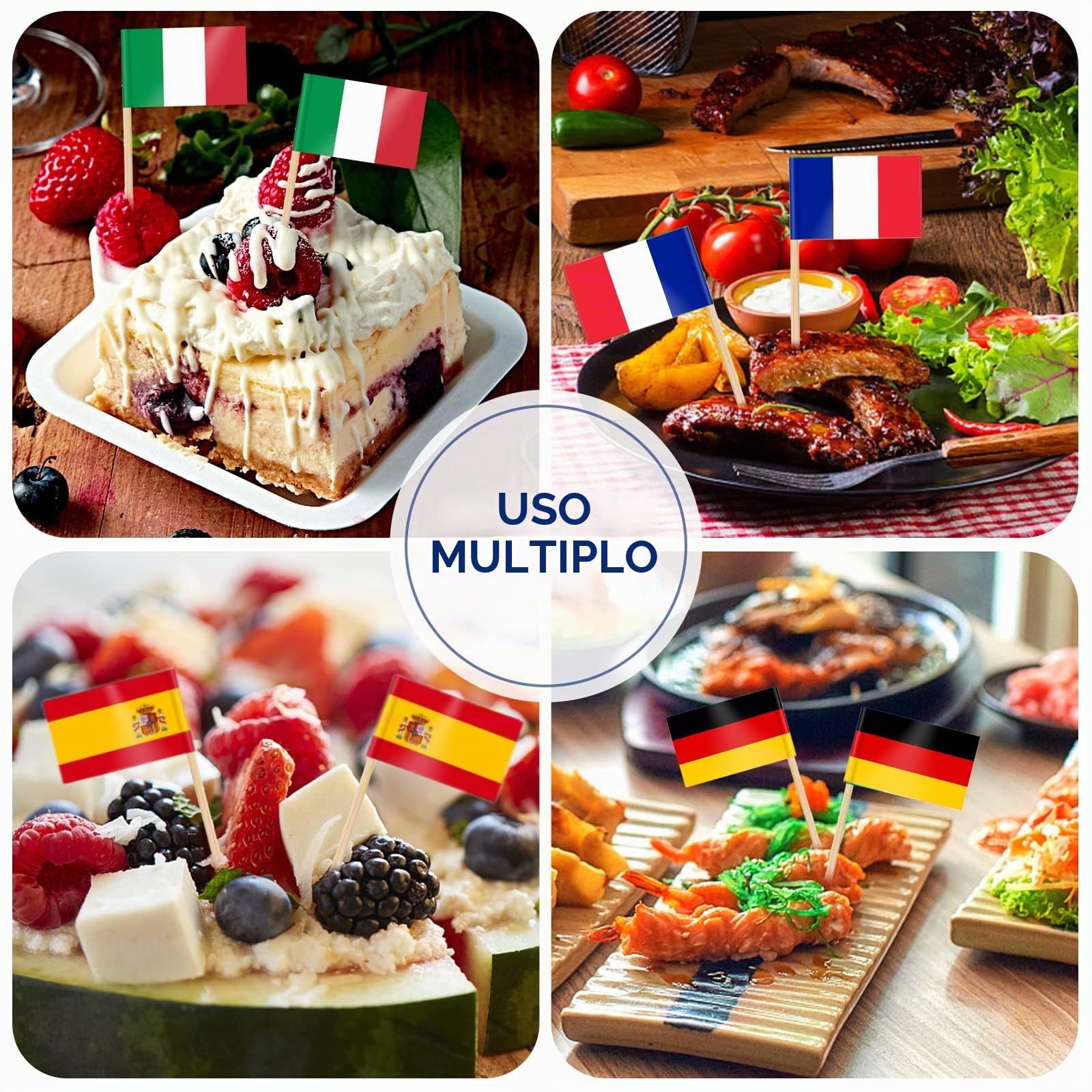 AhfuLife 100 Pezzi Bandierine Stuzzicadenti Multinazionali, Stuzzicadenti con Bandiere del Mondo per Decorare Cocktail, Panini, per Euro Football Match, Coppa del Mondo, Decorazioni Bar