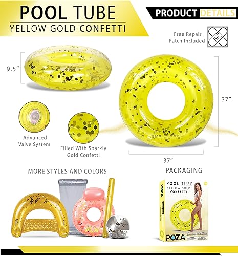 Miniatura 9 de CoTa Global Flotador inflable de piscina con confeti de alta calidad, flotador de vinilo resistente, flotador de piscina, juguete para la playa,