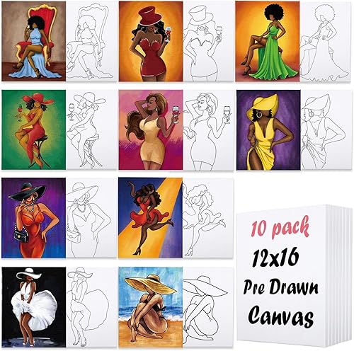 Nuberlic Kit de manualidades artísticas, 10 unidades para sorber y pintura para adultos, lienzo preestirado con tema de amor, 12 x 16 pulgadas,