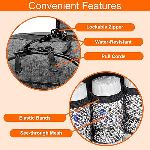 Miniatura 6 de Organizador modular de botellas de píldoras manos libres cruzadas, bolsa de medicamentos, estuche, portador para medicamentos, vitaminas y