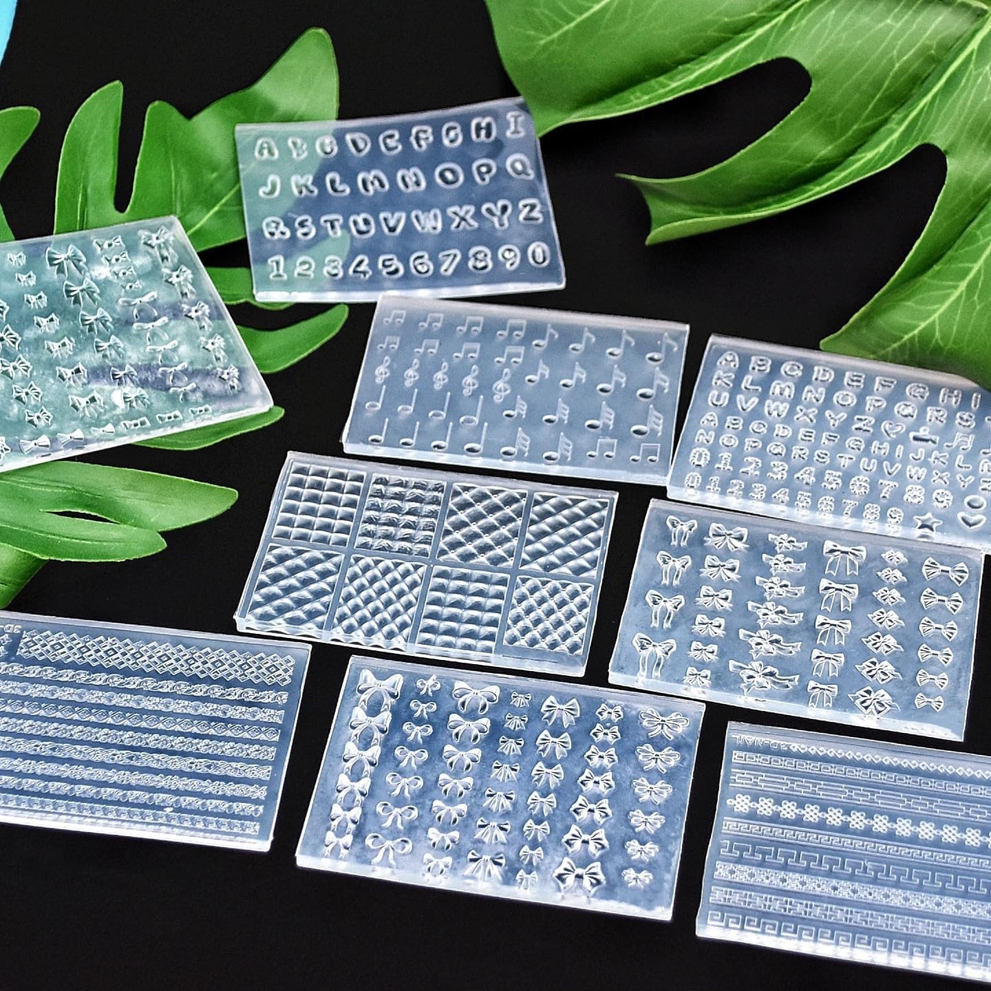 3D Nail Art Stencils - 5 Pcs Reusable Silicone Mold Plates for Gel Polish, Mosaic & Lace Designs, DIY Nail Art Templates (Mosaic&Lace)