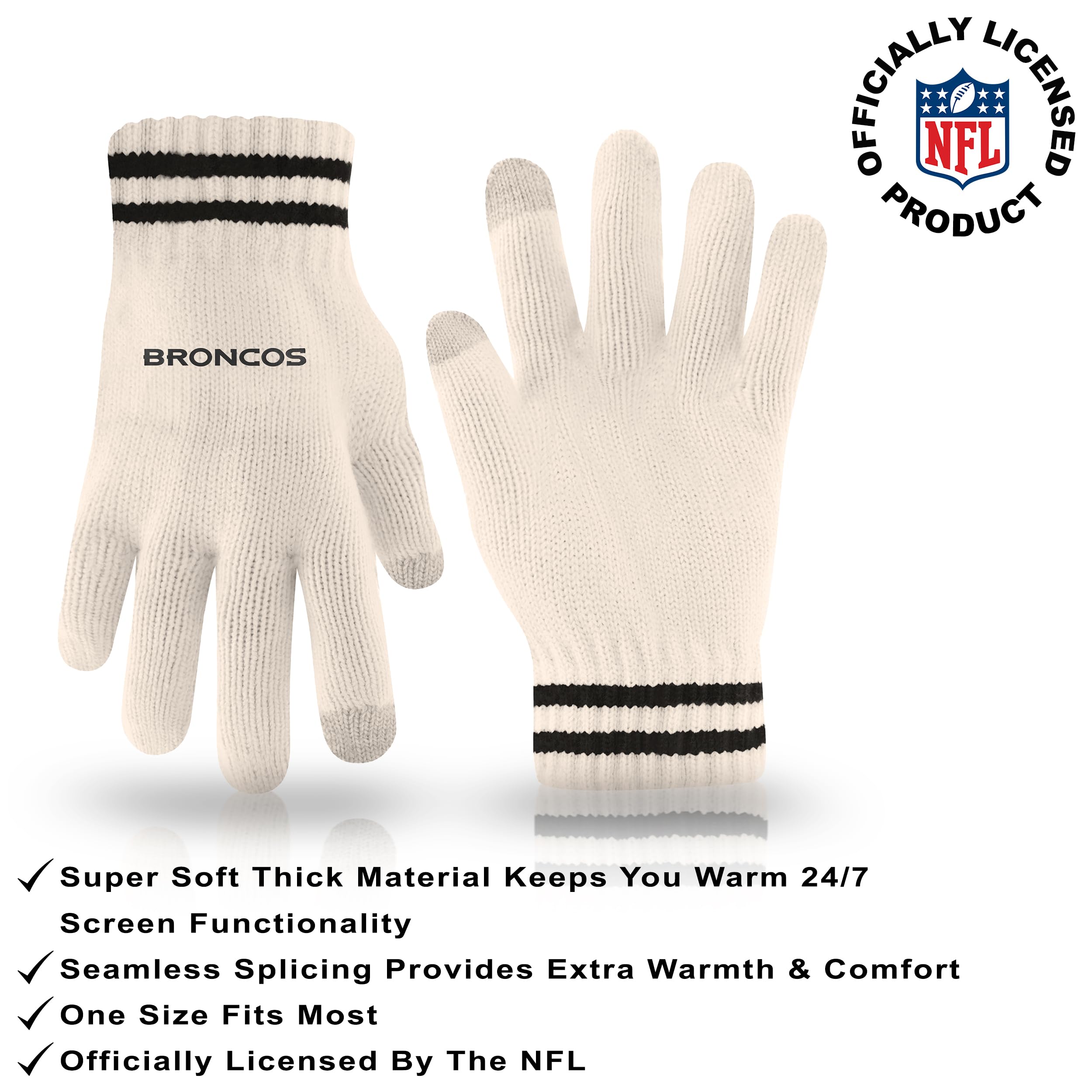 Ultra Game Berretto invernale lavorato a maglia NFL per adulti, super morbido, con guanti caldi per touch screen