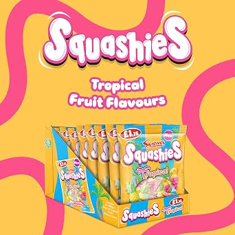 Swizzels Squashies Tropical Flavour 100g, Fruity Flavoured Sweets, PMP (x12 Pack)