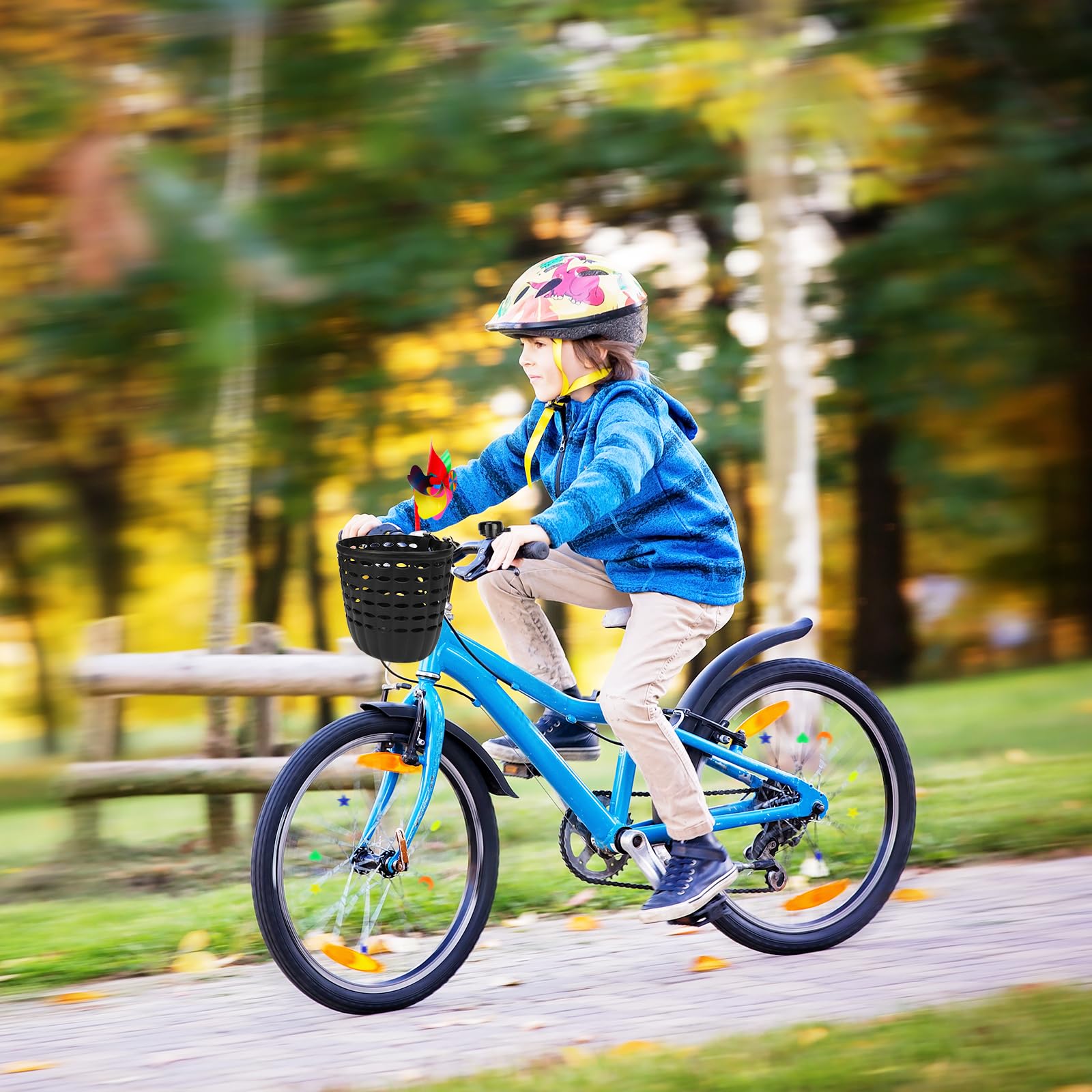 Kit Décoration Vélo Enfant Oumers - Panier, Perles Rayons, Sonnette, Moulin à Vent - Accessoires Colorés