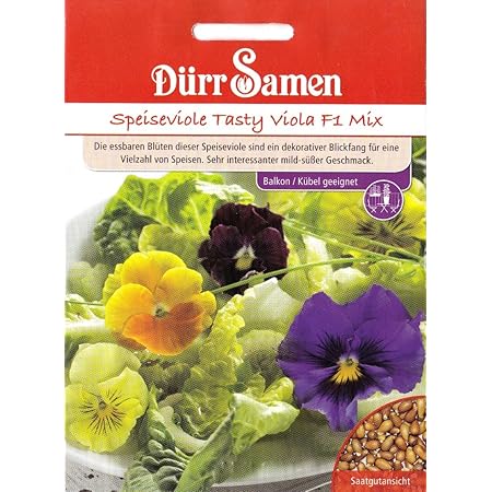 Speiseviole Tasty Viola, essbare Blüten, Balkon/Kübel geeignet, Viola wittrockiana, ca. 30 Samen
