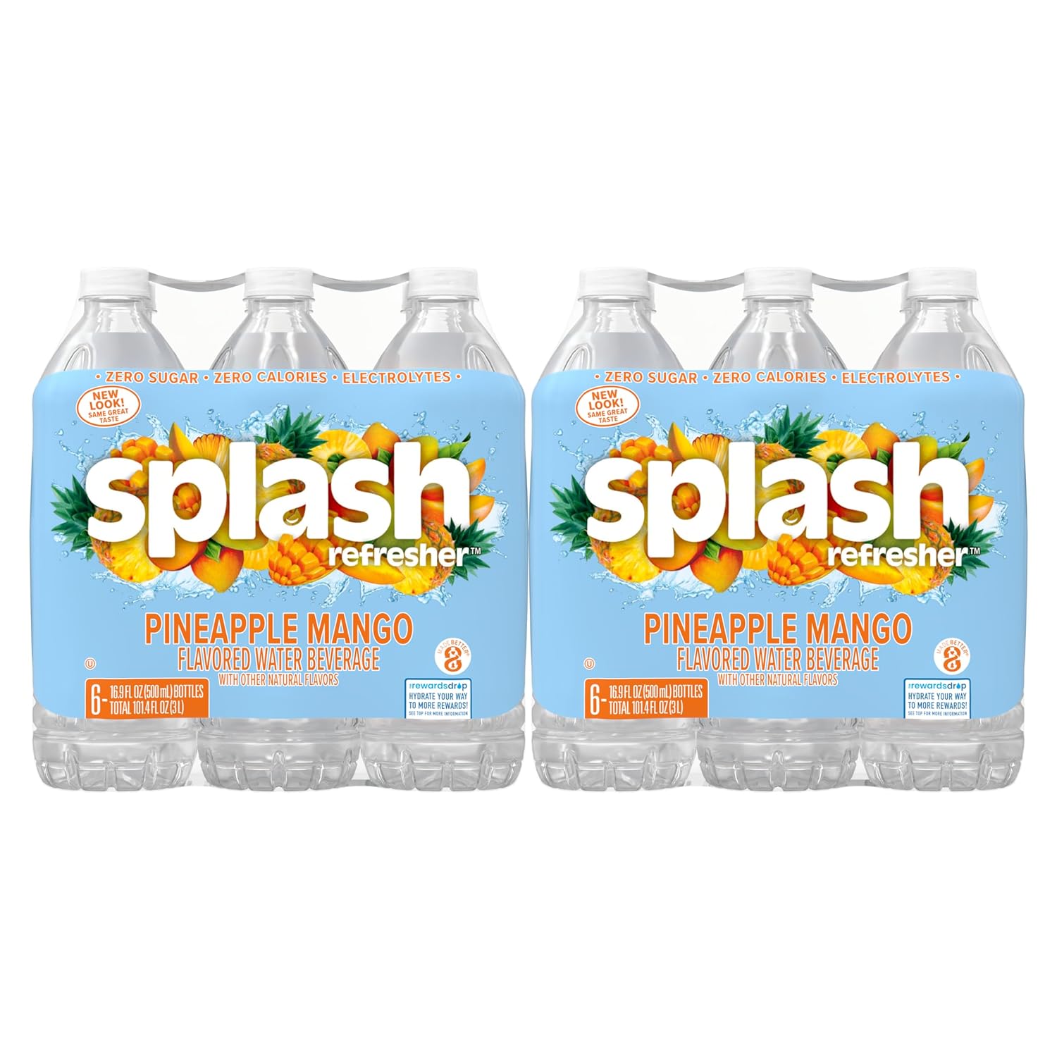SPLASH REFRESHER Pineapple Mango Flavor Water Beverage, 16.9 Fl Oz Plastic Bottles (24 Count)