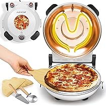 NutriChef Forno Pizza Elettrico 30 cm con Termometro e Controllo Temperatura, Pietra Antiaderente fino a 427 °C, per Pizza Fatta in Casa Croccante, Pizza Surgelata, per Pizzaiolo e Pizzeria, Bianco