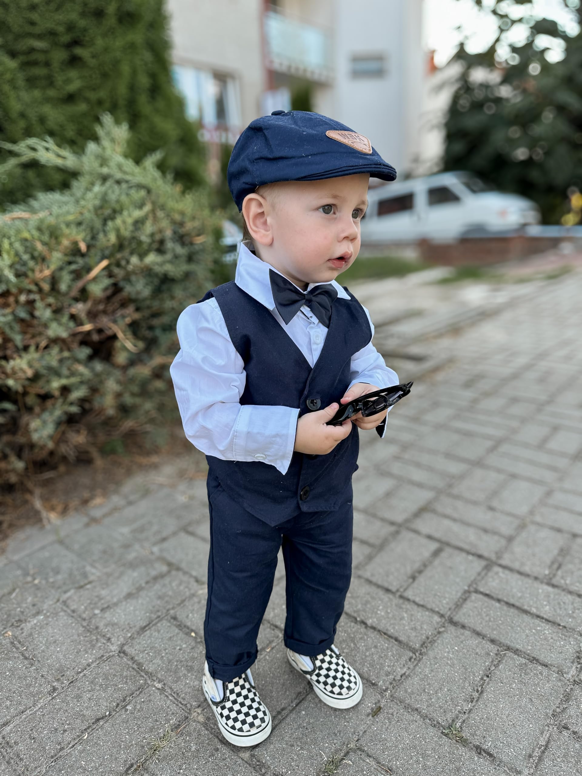 Volunboy Trajes para Bebé Niños de Boda, Bautizo Conjunto de Chaleco, Camisa, Pantalón, Pajarita