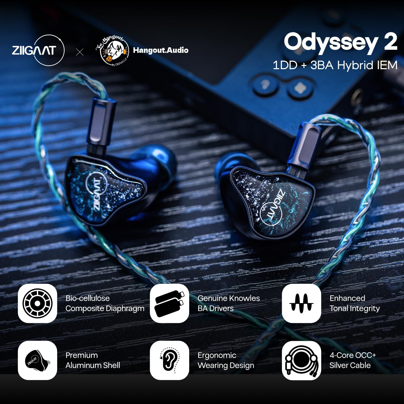 Linsoul ZiiGaat x Hangout Audio Odyssey 2in1 Earbuds - Dettaglio