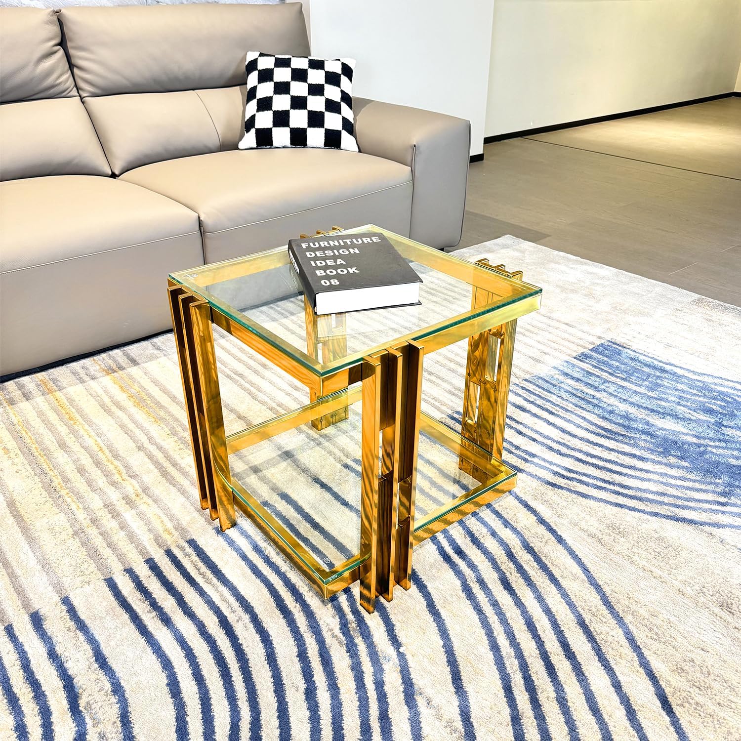 Glass End Table Modern Living Room Table Sofa Side Table