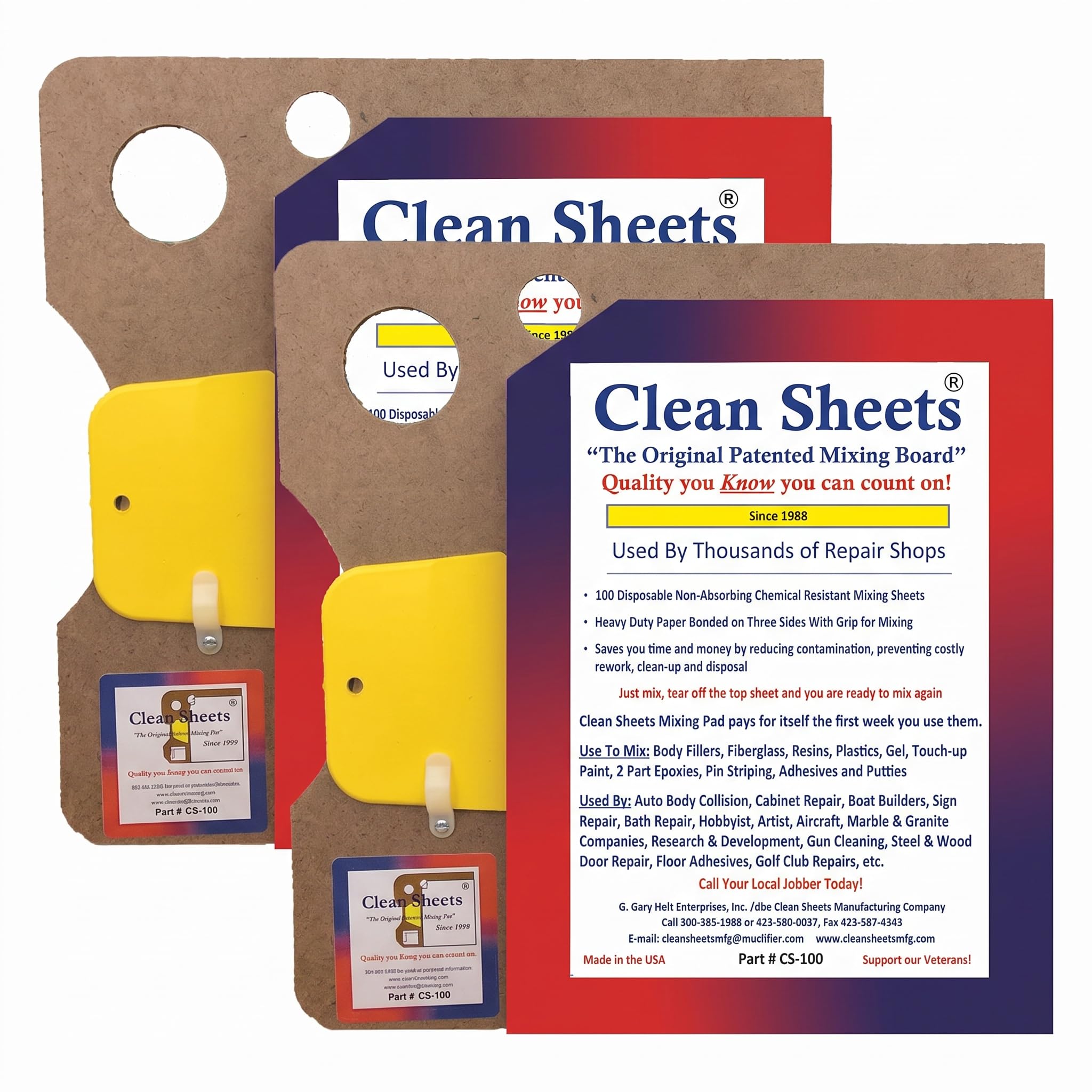 Clean Sheets - CLN-CS100 Superior Mixing Pad (12x12) - 100 Disposable Sheets for Toughest Job, Clear (Pack of 2)