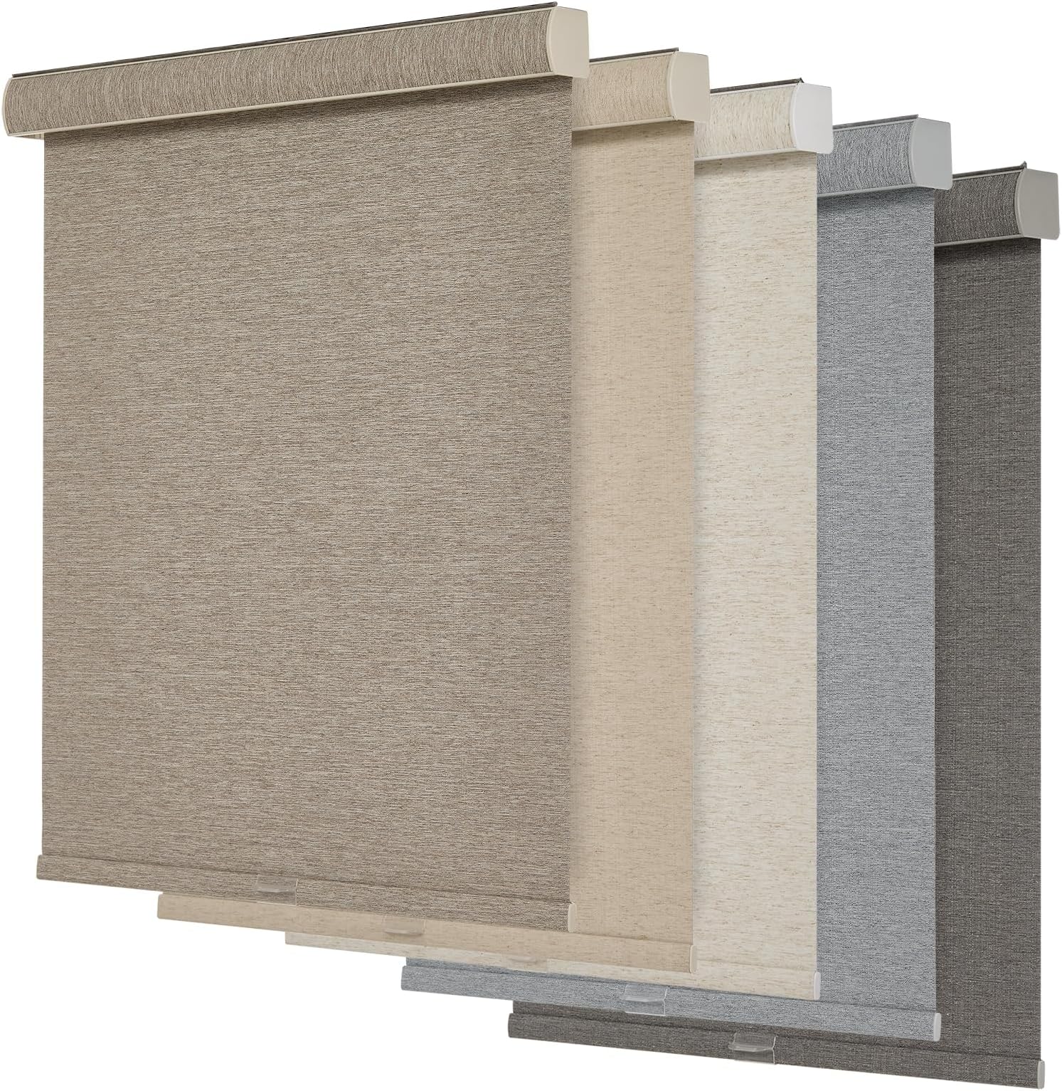 Persilux Blackout Roller Shades for Windows,Cordless,Linen Fabric,Roller Blinds,Thermal Insulated Fabric UV Protection,Window Shades for Home,Office,Bedroom,Door,Blackout-Light Brown,19" W X 72" H