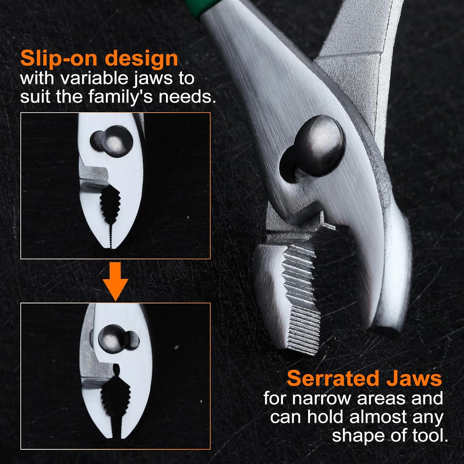 SPEEDWOX 8-Inch Slip Joint Pliers Gripping Slip Joint Plier Adjustable Wrench Sliding Joint Pliers 3-Zone Serrated Jaw Ergonomic Non-Slip Handle for Comfortable Grip Nut and Bolt Fastener