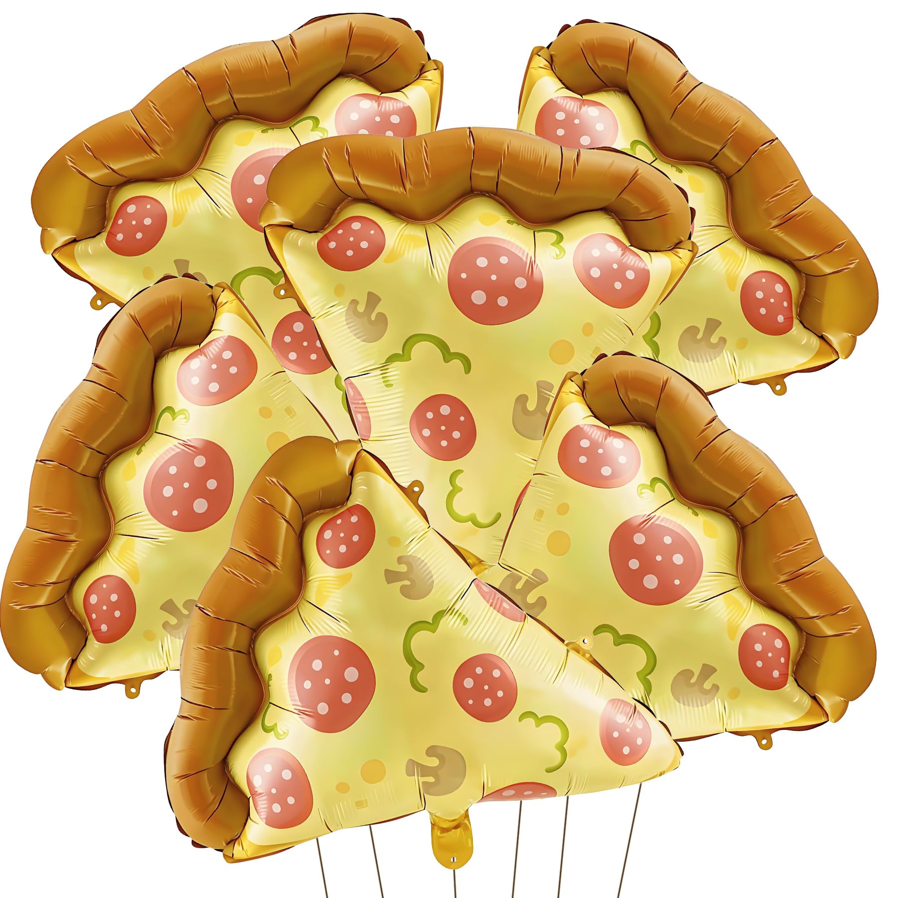 6pcs Pizza Foil Balloons Birthday Party Decorations Inflatable Mylar Balloons for Kids and Adults Fun Pizza Themed Party Supplies（Does Not Float）