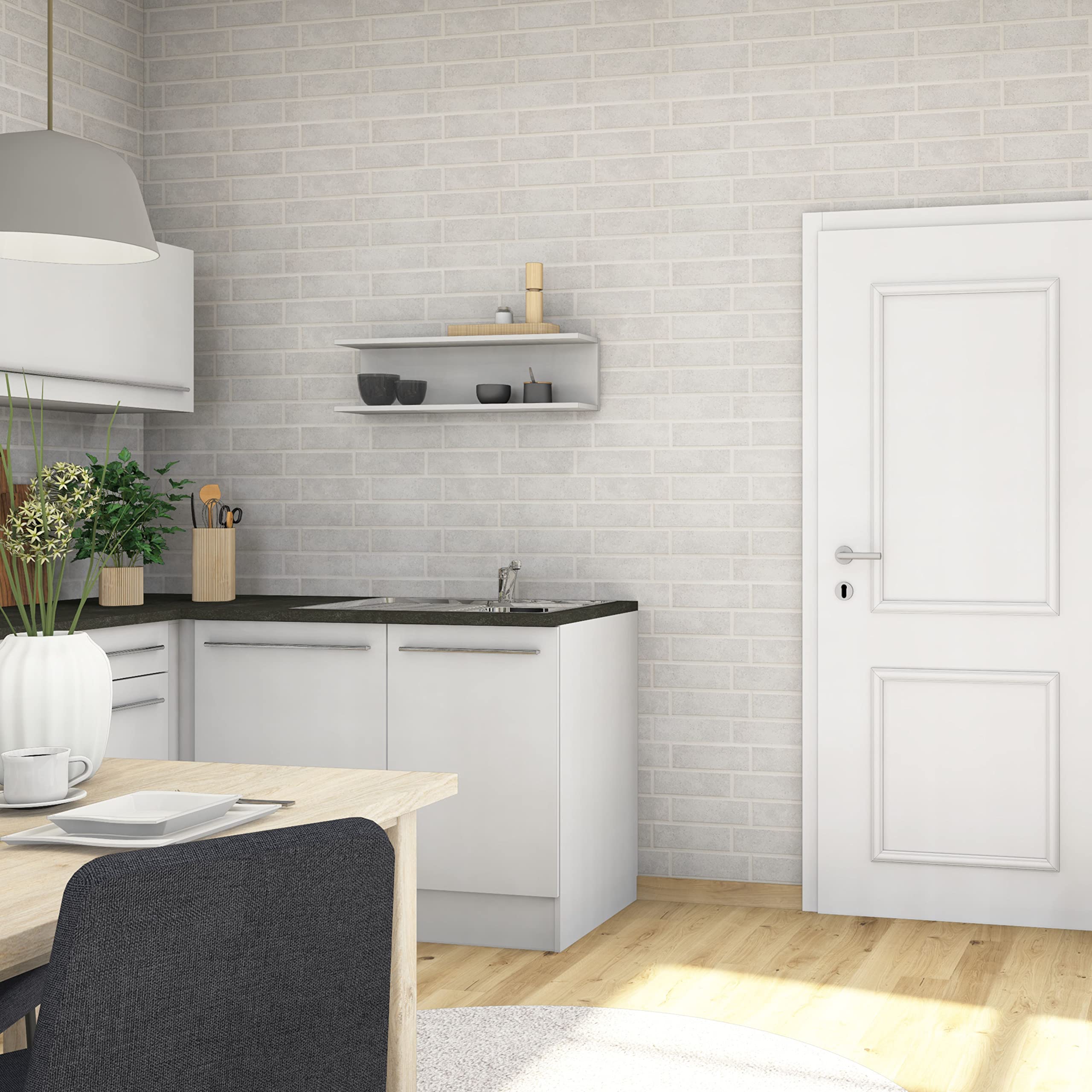 Stella Trading Moderner Hängeschrank Küche mit Klapptür in Weiß - Geräumiger Küchenschrank mit viel Stauraum - 100 x 50 x 34,6 cm (B/H/T)