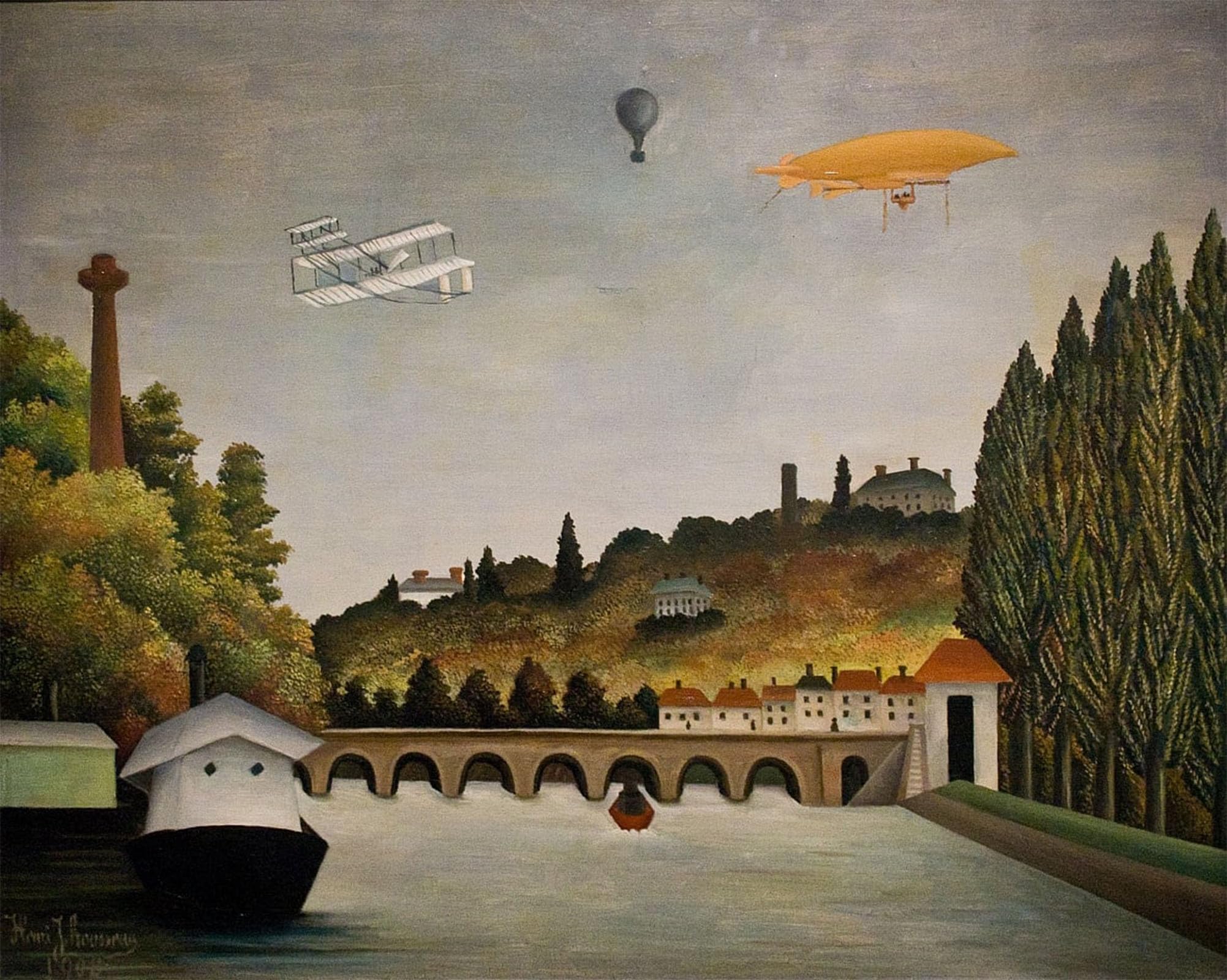 ARTXLXXBN Famous Painting Canvas Artwork Graffiti Print Sèvres Bridge View by Henri Rousseau Portrait Canvas Image for Home Decor 60x90cm