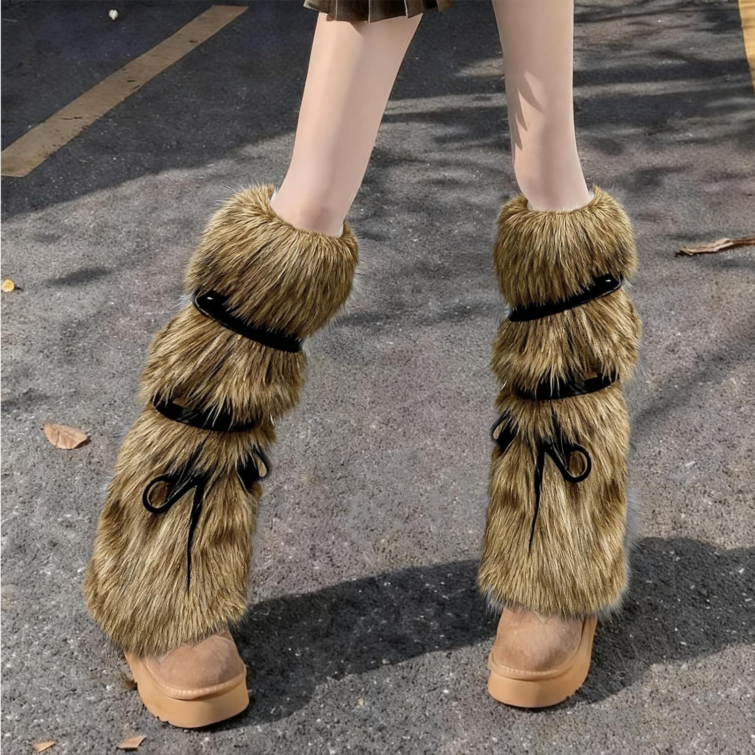 Faux Fur Fuzzy Leg Warmers Furry Boot Covers for Women Fluffy Boot Cuffs Shoes Cover Sleeves Costumes Accessories - Image 9
