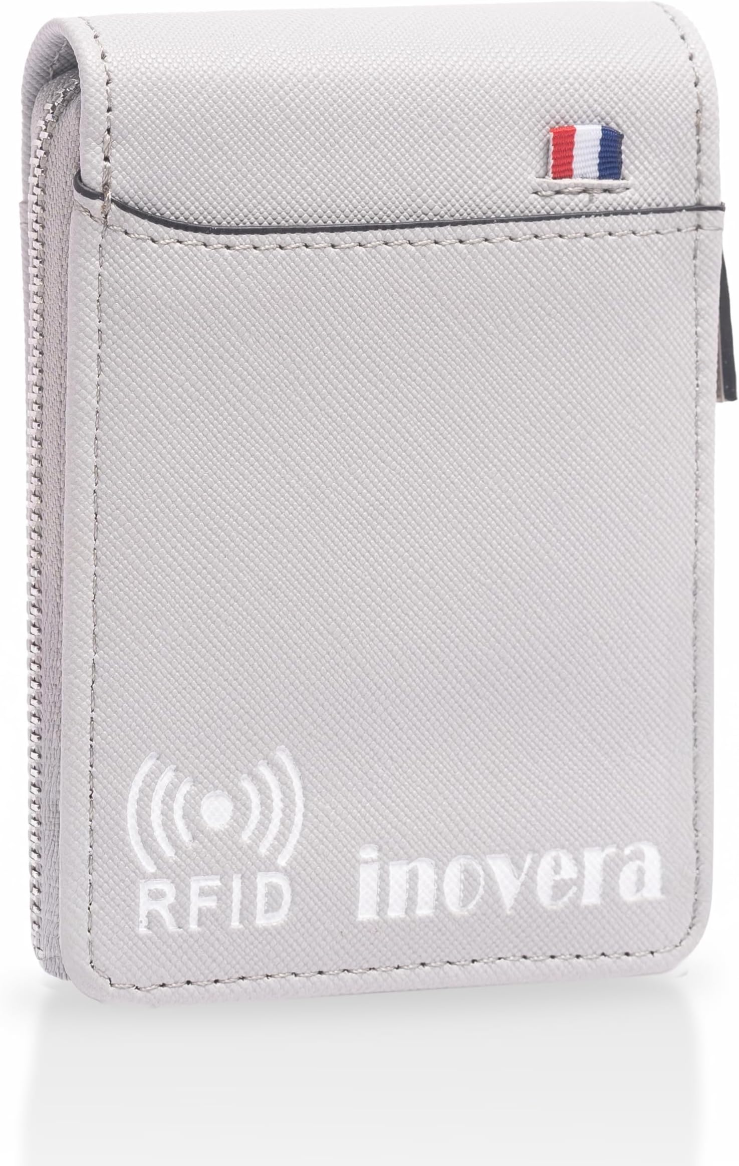 9 Slot Card Wallet for Men, Women - Cards, Money, Coin Holder Purse - RFID Blocking Secure Zipper Wallets (Grey)