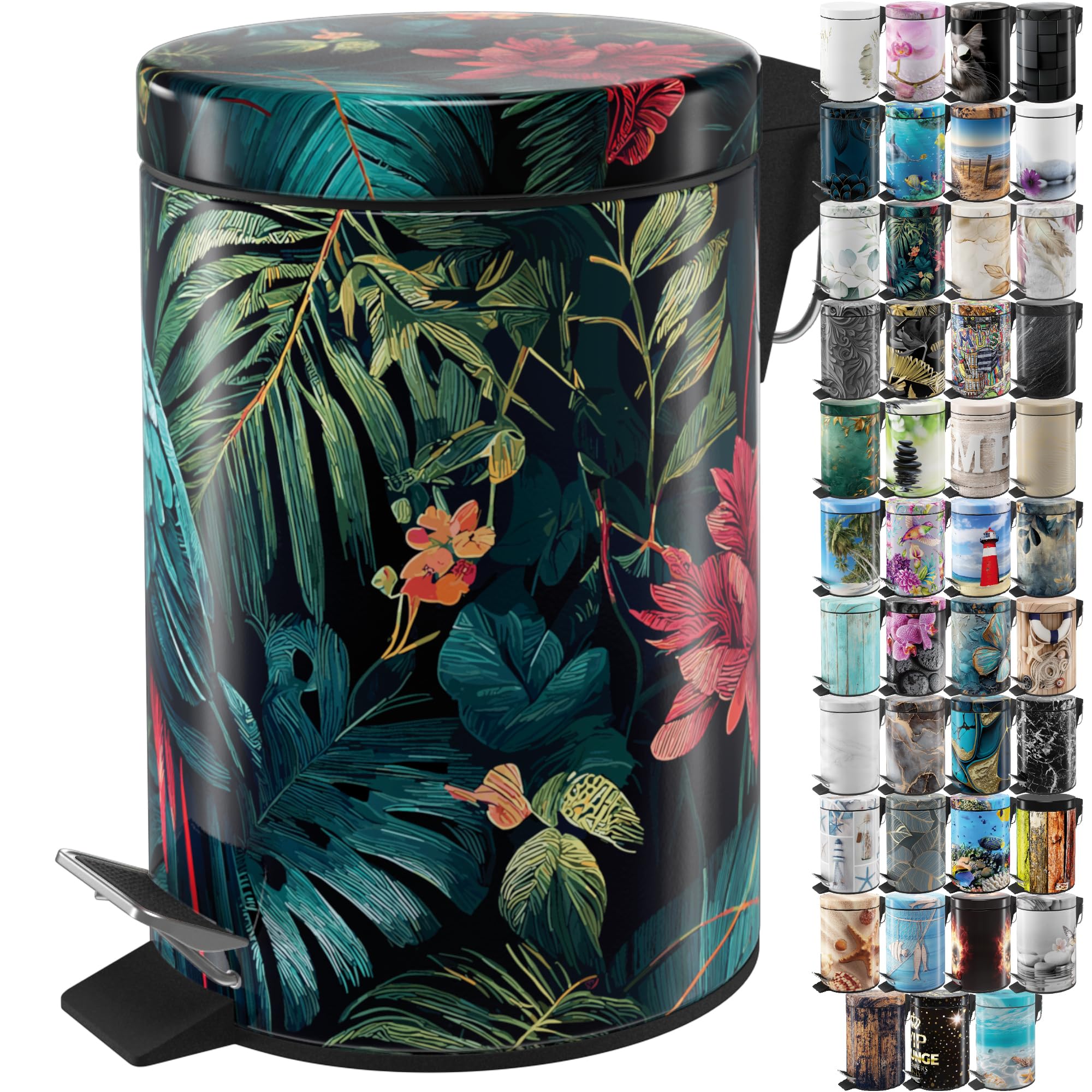 Sanilo Kosmetikeimer 3L mit Absenkautomatik, viele neue Bad Mülleimer zur Auswahl, Abfalleimer mit Innenbehälter für jedes Badezimmer (Exotic)