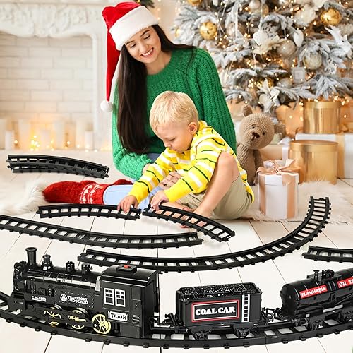 Miniatura 7 de Shemira Juego de tren de Navidad, juguetes de tren para niños y niñas, juego de tren de vapor para alrededor del árbol de Navidad, tren de juguete