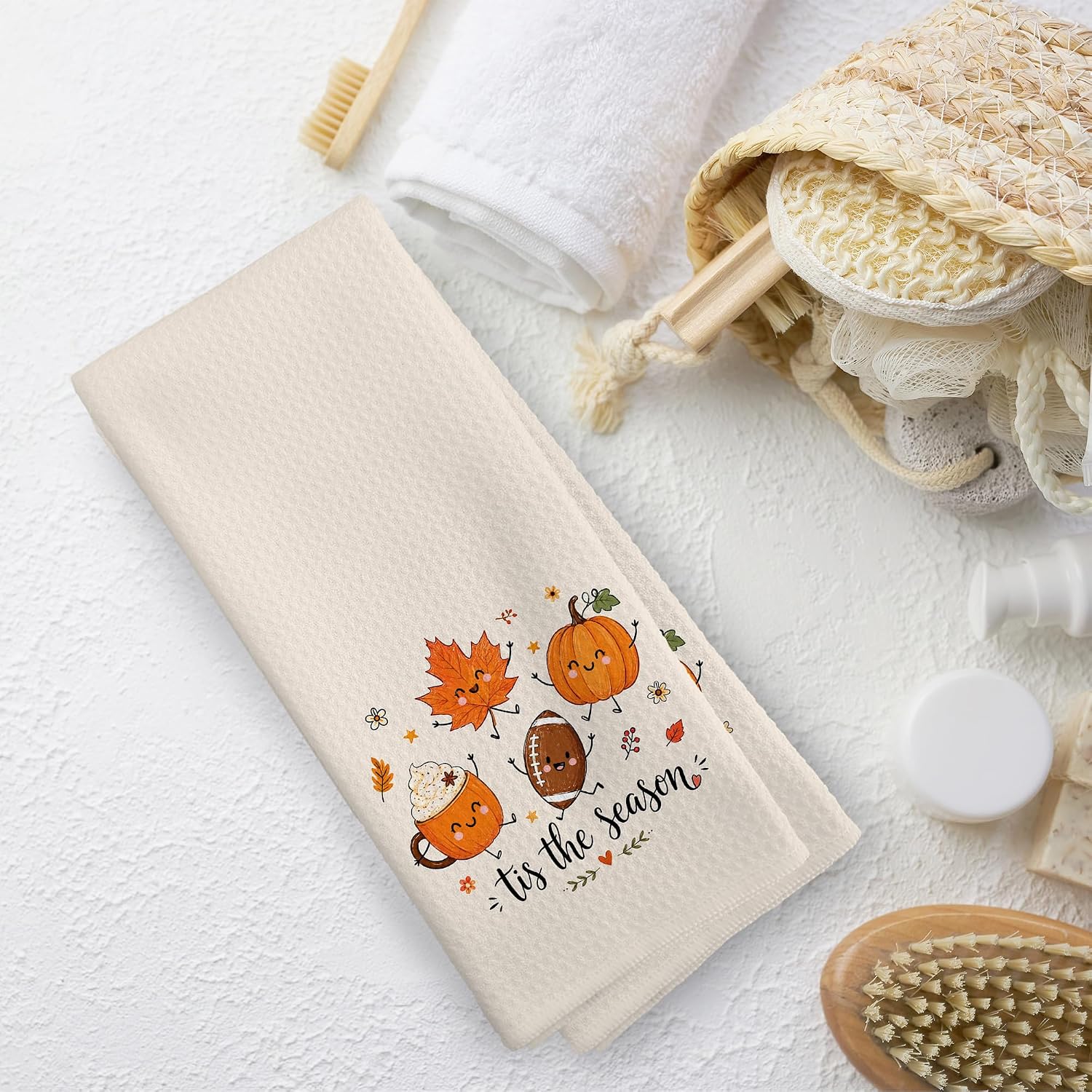 Fall Tis the Season Pumpkin Kitchen Towels Dishcloth 16x24 Inches