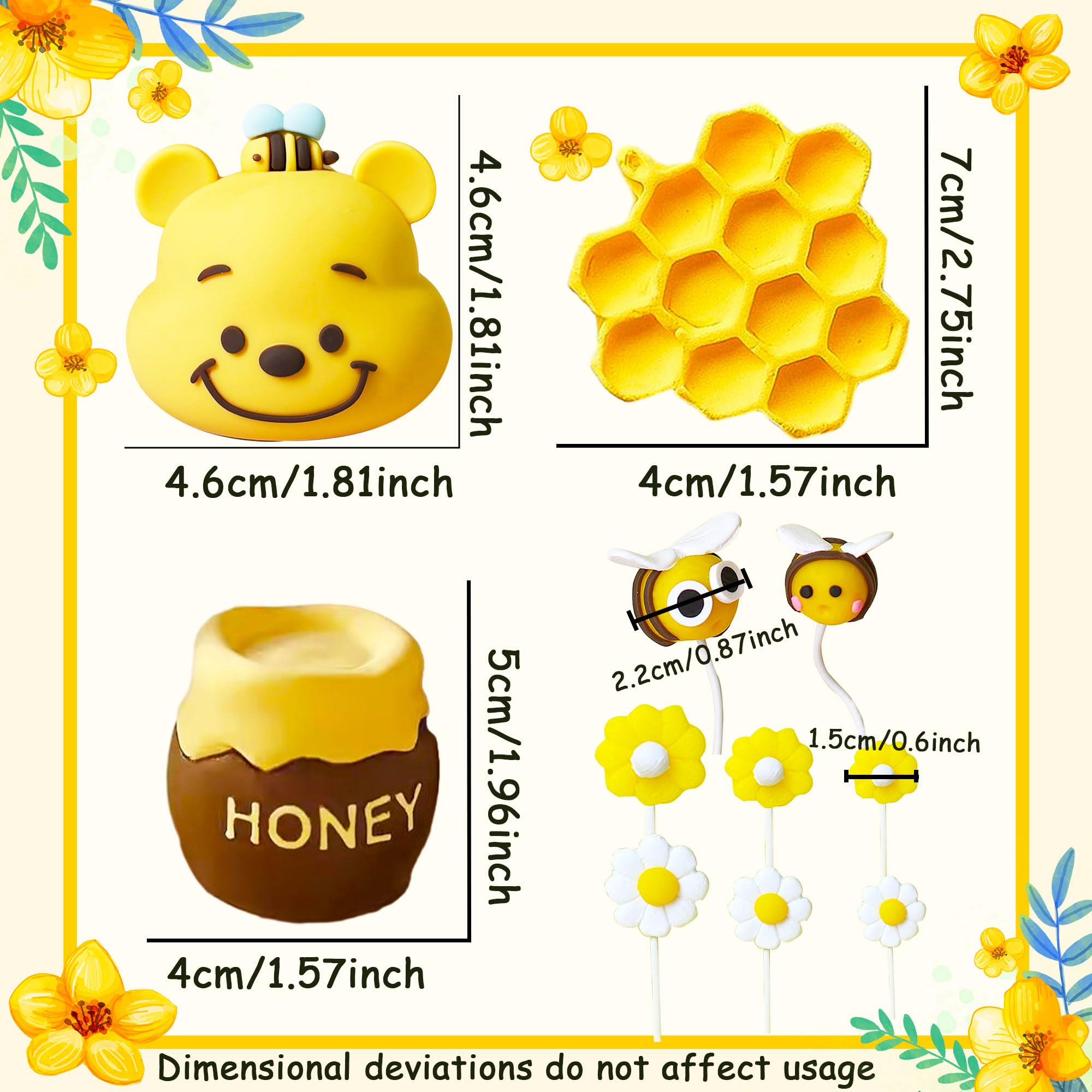 Bumble Bee Cake Decoration Bear Baby Shower Cake Decoration Fun to Bee One Cake Topper Bumble Bee Party Favors Supplies - Image 2