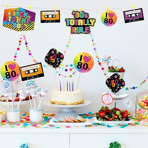 Miniatura 5 de 24 piezas de decoración retro de los años 80 para centro de mesa de 1980, palos de mesa para baby shower o fiesta de cumpleaños, decoración de mesa,