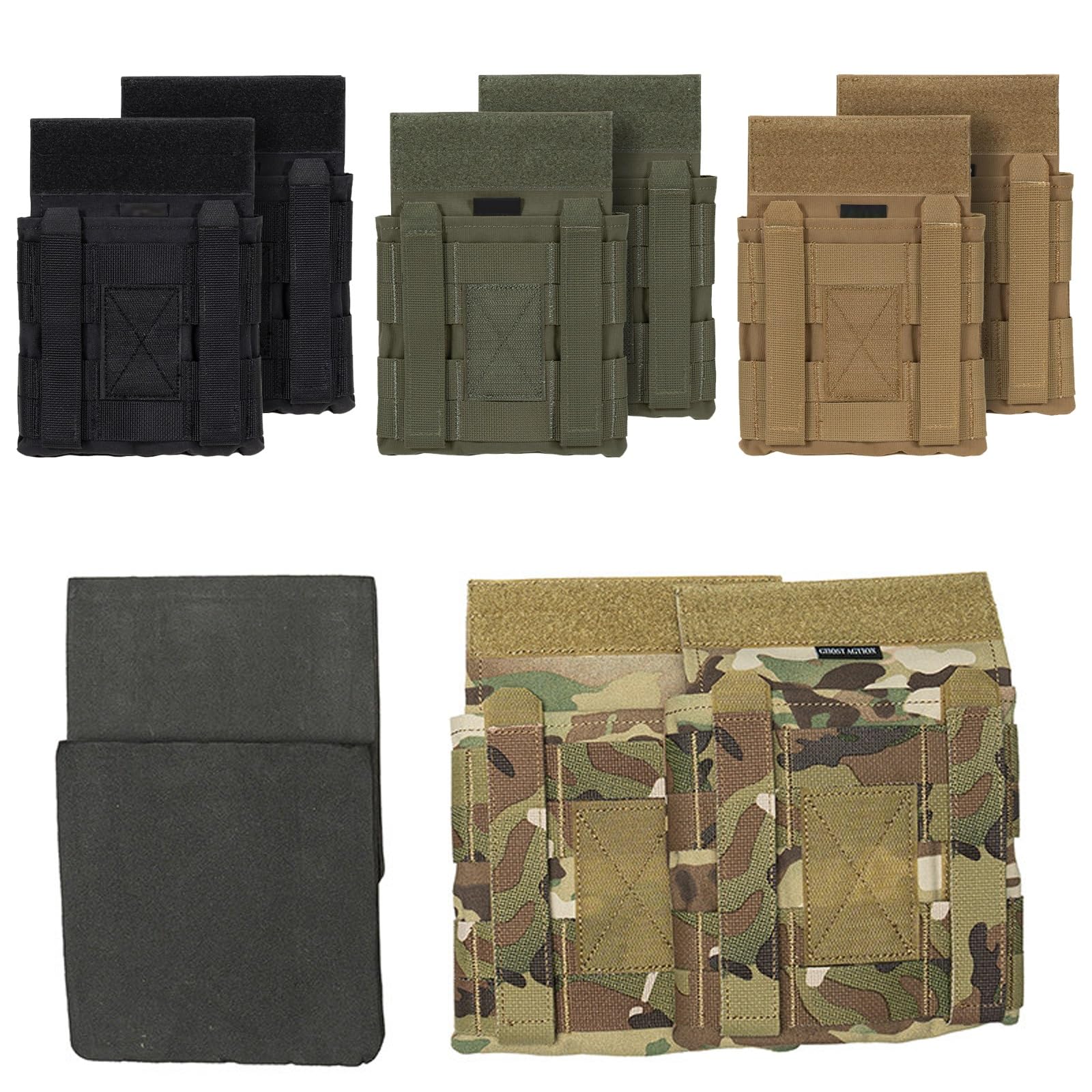Lot de 2 Poches Latérales Molle, Porte-plaques de Protection pour Gilet Tactique, Pochette Latérale Ajustable pour Équipement Outdoor