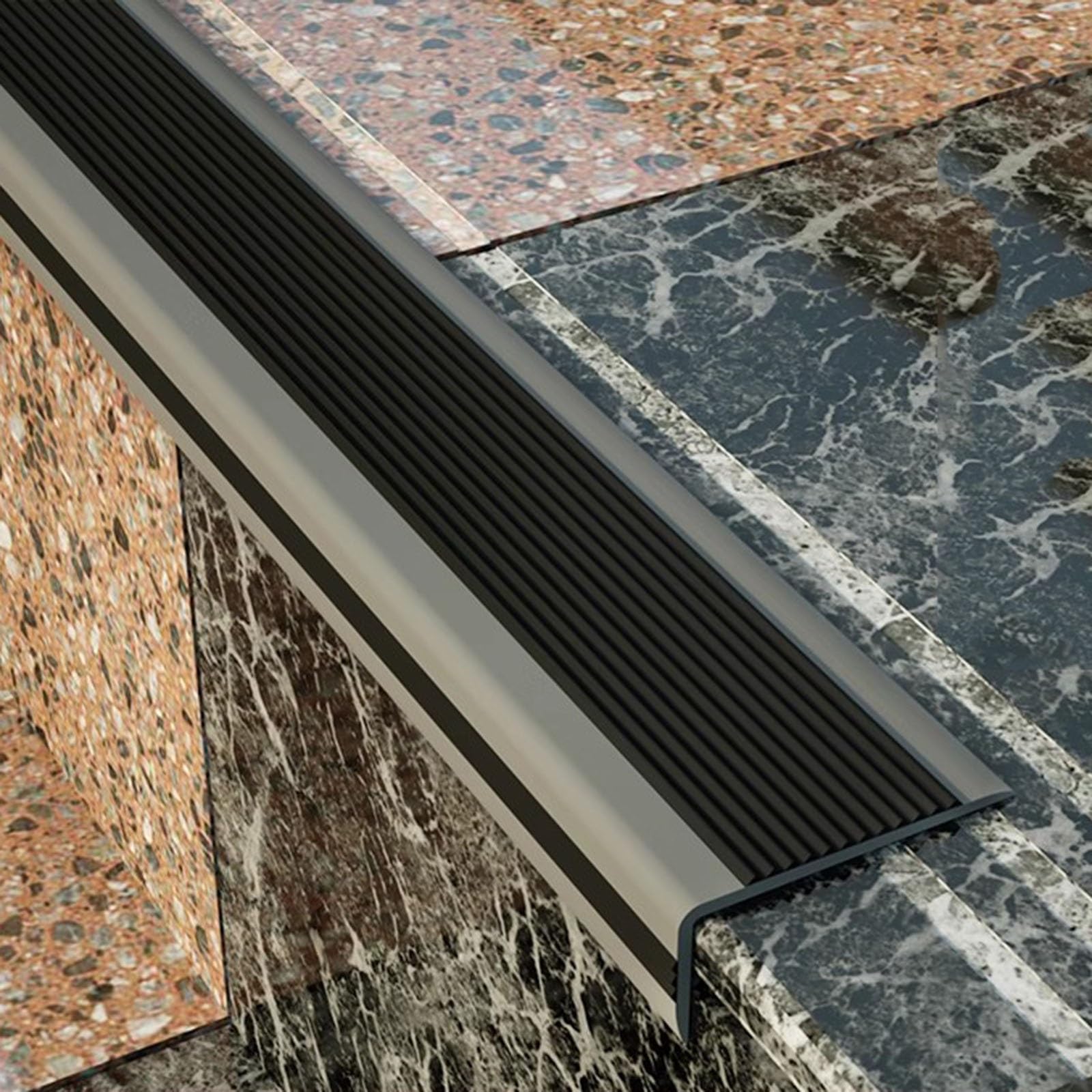Paragradino In Gomma, Striscia Adesiva Antiscivolo Per Scale Da 5 M, In Gomma Resistente All'usura, Facile Da Installare - Per Interni/esterni, Aiuta Anziani E Bambini A Non Scivolare(Black,3cmx6cmx5m