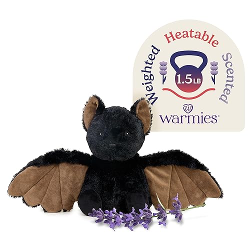 warmies Microwavable & Weighted Stuffed Animals, Bat - Heated Stuffed Animal Plushie for Warmth & Comfort - Cute Soft Plush Toys for Adults & Children (Boys, Girls, Babies & Toddlers)