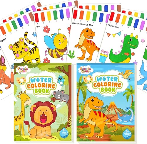 Juego de 2 libros para colorear al agua para niños pequeños, juego de pintura, papel de dibujo para niños, suministros de manualidades sin desorden,