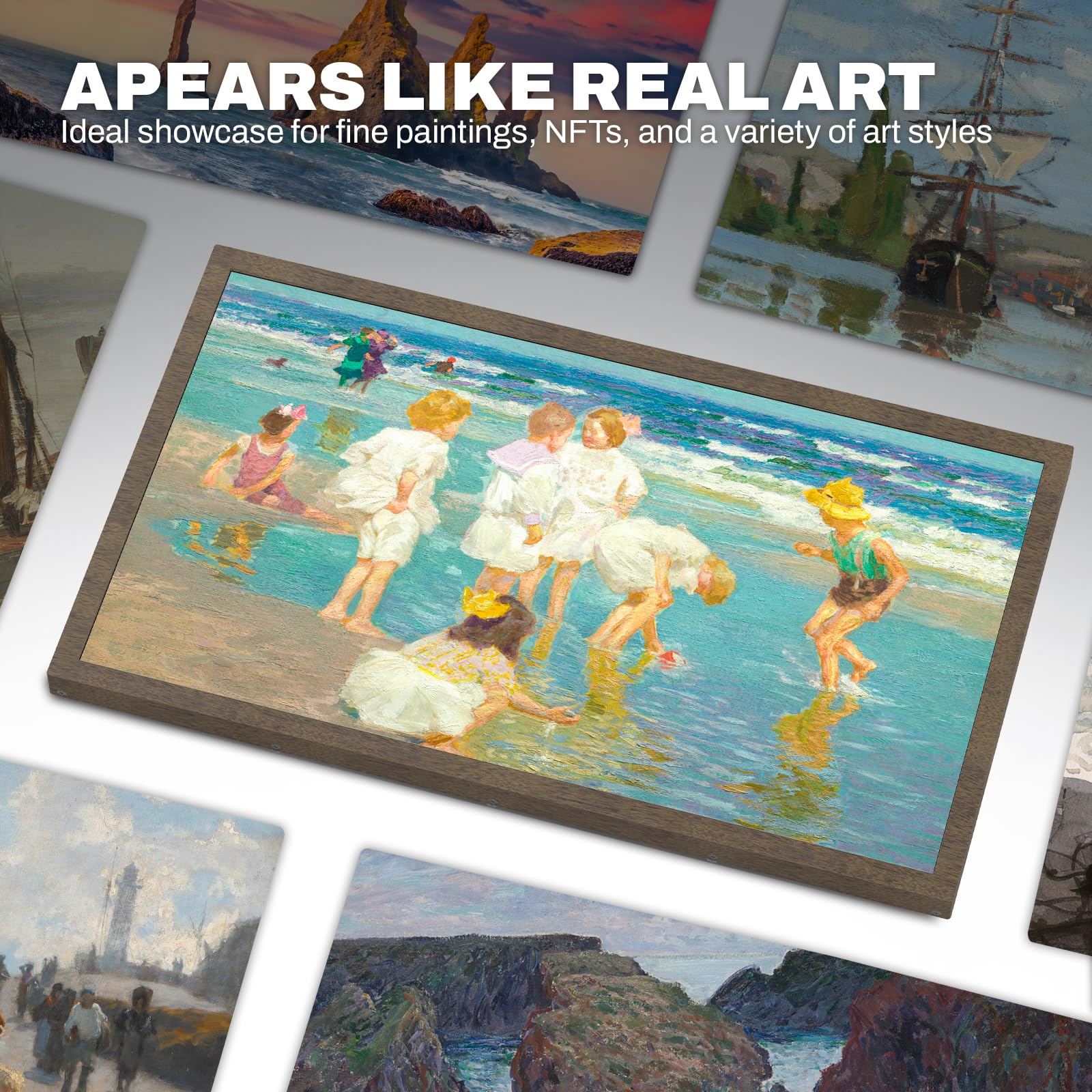 Arktronic Frameo 21.5 Inch Large Digital Photo Frame with FHD IPS Touchscreen, WiFi Digital Picture Frame 32GB, Wall Mountable, Share Photo/Video via Apps, Email, USB/Mirco SD, Dark Wood Pattern