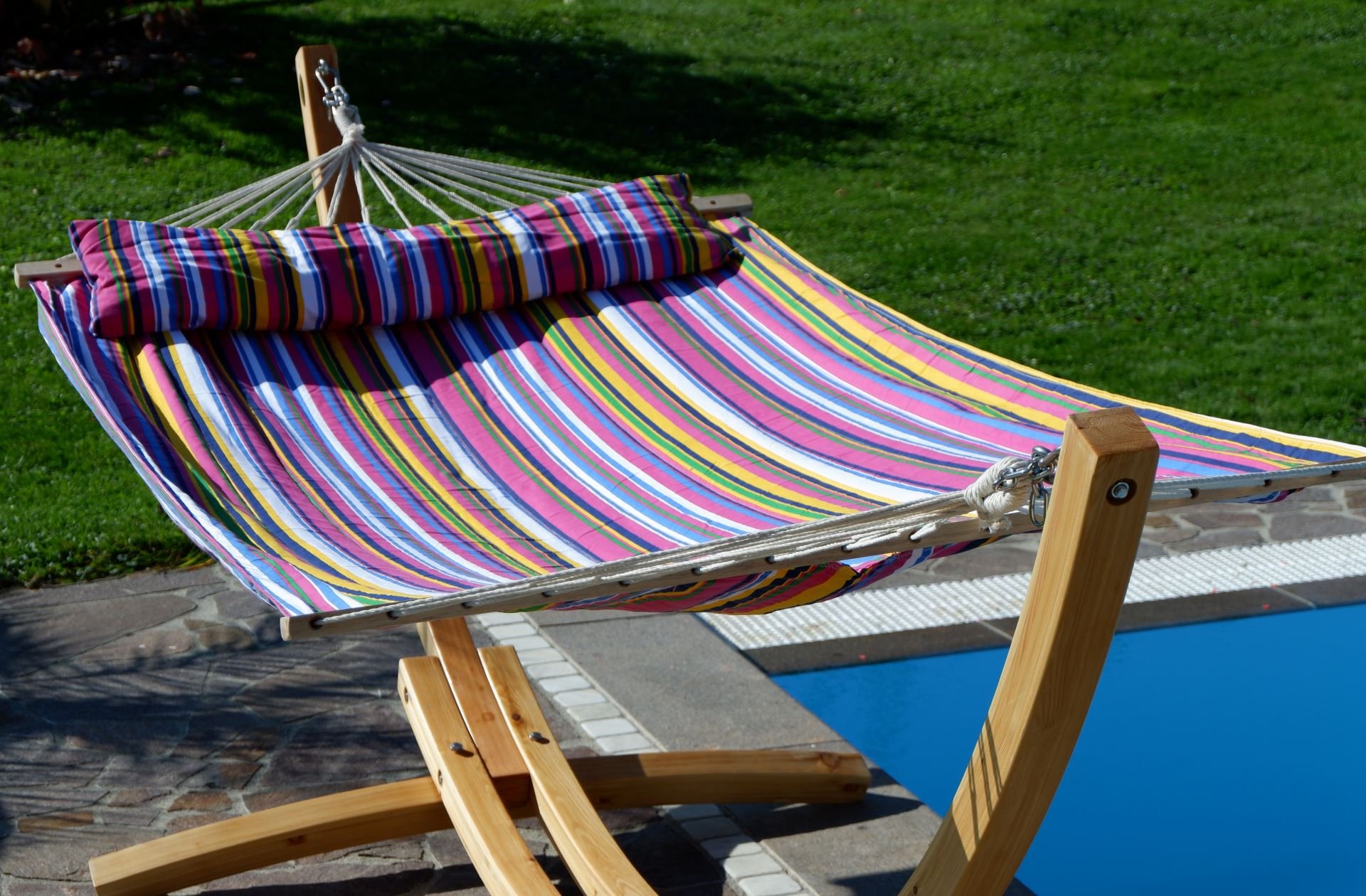 AS-S 320cm XL Limited Edition Cadre de hamac en Bois de mélèze avec hamac et des vis en Acier Inoxydable tapissés Blanca-LIM-Pink