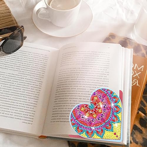 Miniatura 2 de Marcapáginas de Arte de Diamante con Corazón, 4 PCS Marcapáginas de Arte de Diamante para Amantes de los Libros, Kits de Marcapáginas de Esquina DIY