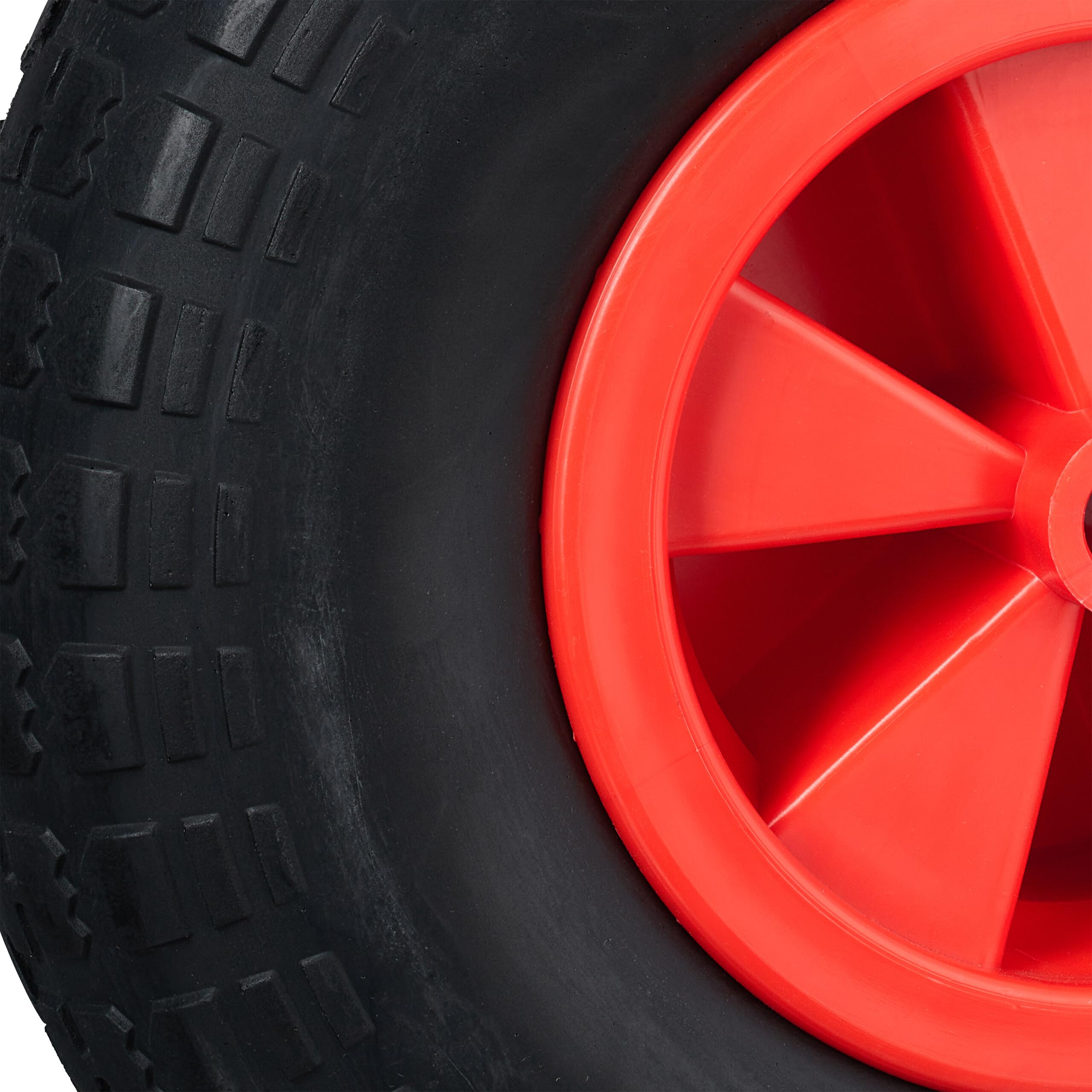 Relaxdays Ruota per Carriola 3.50-6, Gomma Piena Antiforatura, Cerchione Plastica, Ruotino Scorta, 100 kg, Nero/Rosso