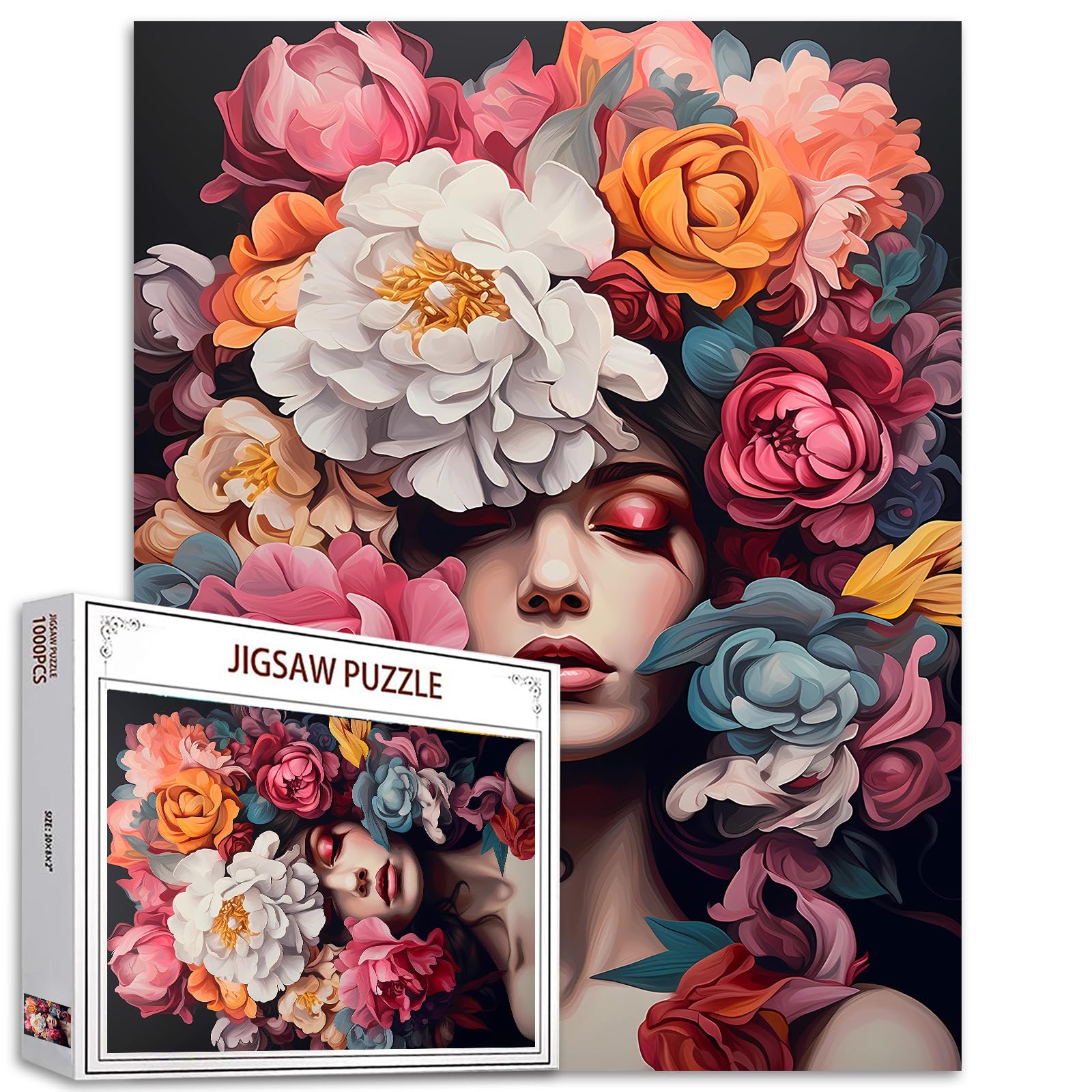 Tucocoo 1000 Pieces Fashionable Woman's Head Puzzles for Adults Modern Portraits Jigsaw Puzzle for Challenging Family Activity Games, Colorful Jigsaw Puzzles for Decorative Gifts โ image 1
