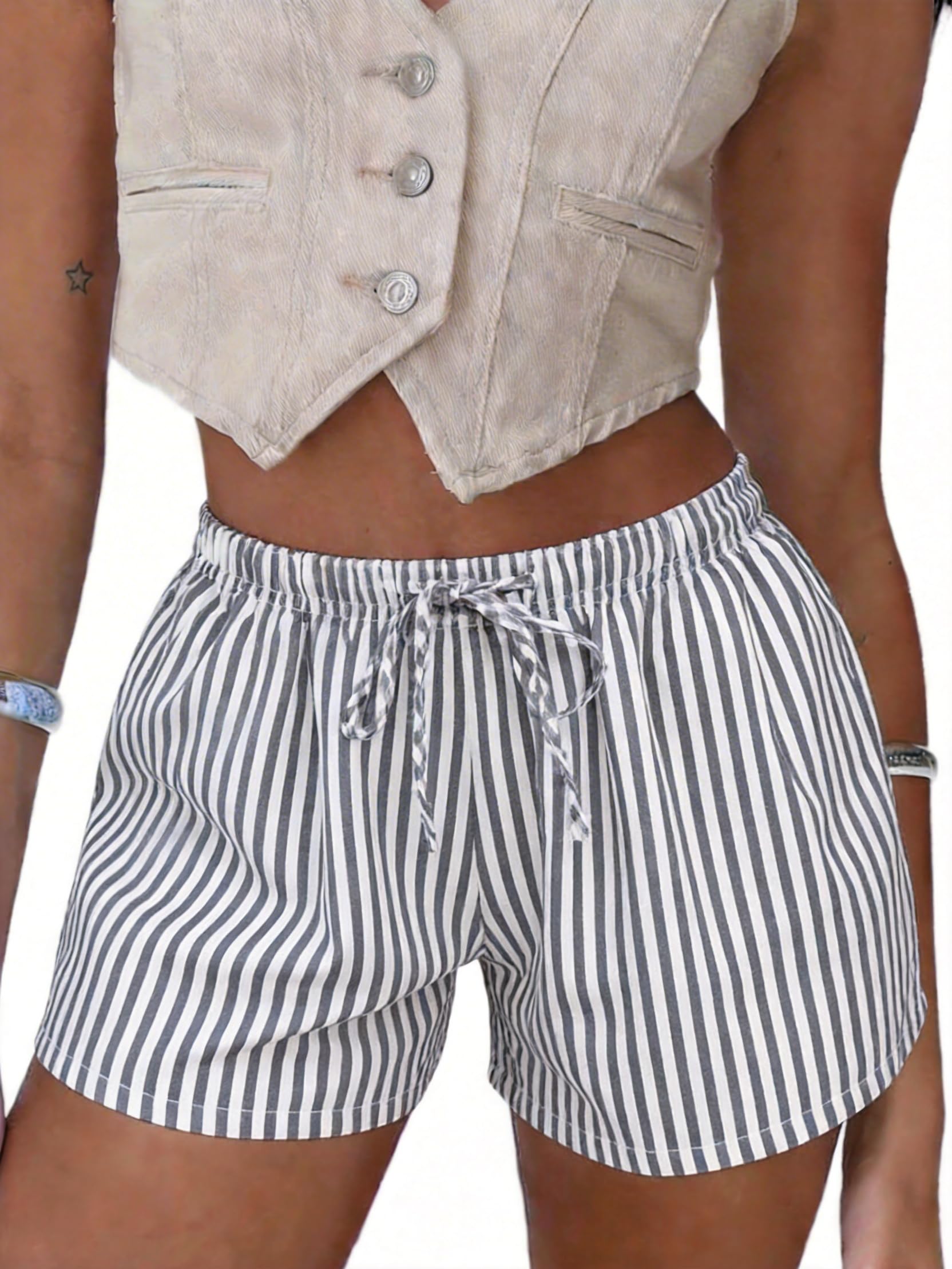 Boxer Shorts Gingham Shorts Y2K Beach Bottoms | Plaid Shorts Y2K Pajama Bottoms Two Pockets
