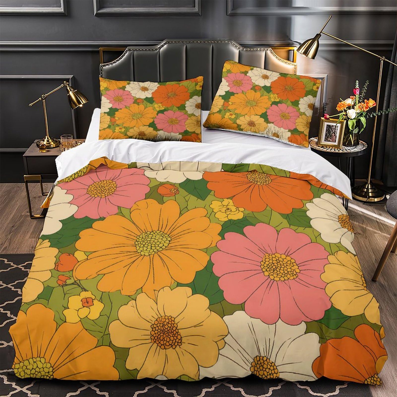Linge de lit style botanique vintage pour chambre de fille