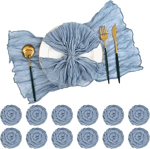 Juego de 42 servilletas de gasa de 20 x 20 pulgadas, rústicas y bohemias, servilletas de lino rústicas arrugadas, servilletas decorativas para