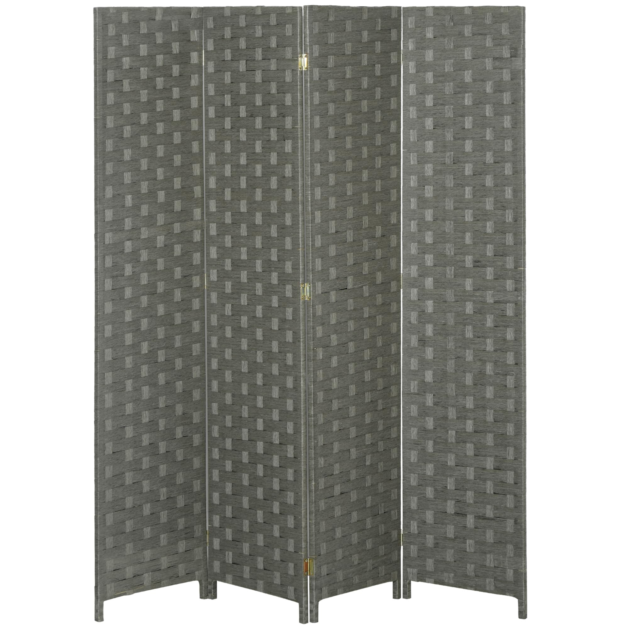 HOMCOM Paravent Intérieur 4 Panneaux 159,5L x 169,5H x 1,6P cm Gris | Séparateur de Pièce, Cloison en Bois