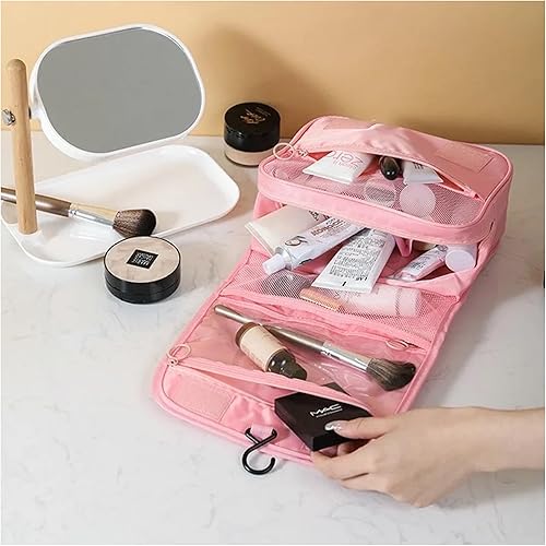 Miniatura 3 de Neceser de viaje  Pequeño organizador colgante de baño y cosméticos para hombres y mujeres  Bolsa de viaje para artículos de tocador, Rosado, Viajes
