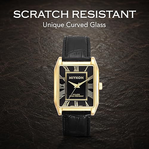 Miniatura 6 de Miykon Vintage Watches for Men Classic Tank Square Analog Watch with Genuine Leather Wrist Strap, Mens Dress Watches Japanese Quartz, Waterproof