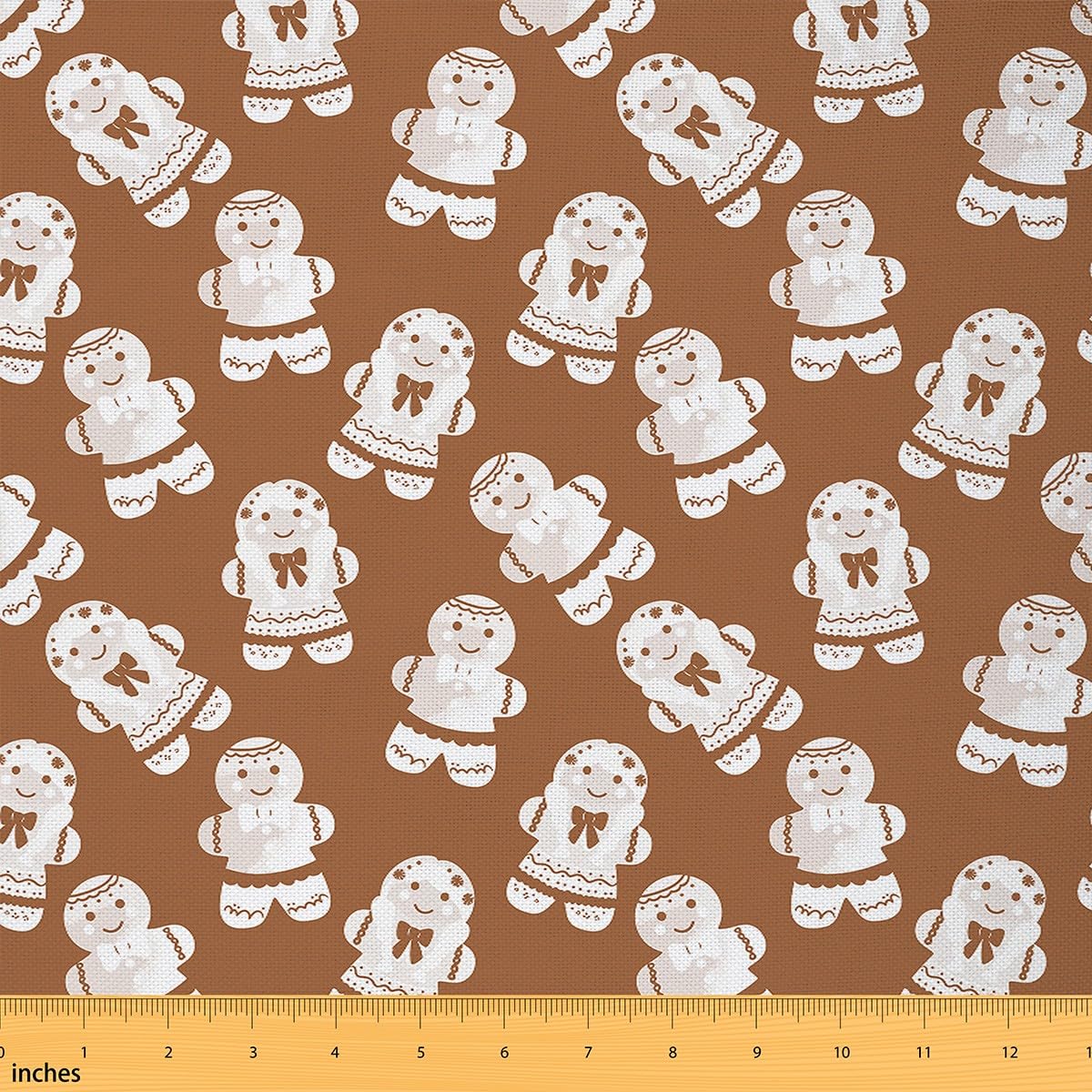 Homemissing Weihnachten Stoff Meterware Ingeberbrot Mann Stoff 460x150cm für Nähen Crafting Süß Kawaii Bogen Stoffpaket Dekor für Zuhause DIY Nähmuster Handwerk Polsterstoff Wasserdichter